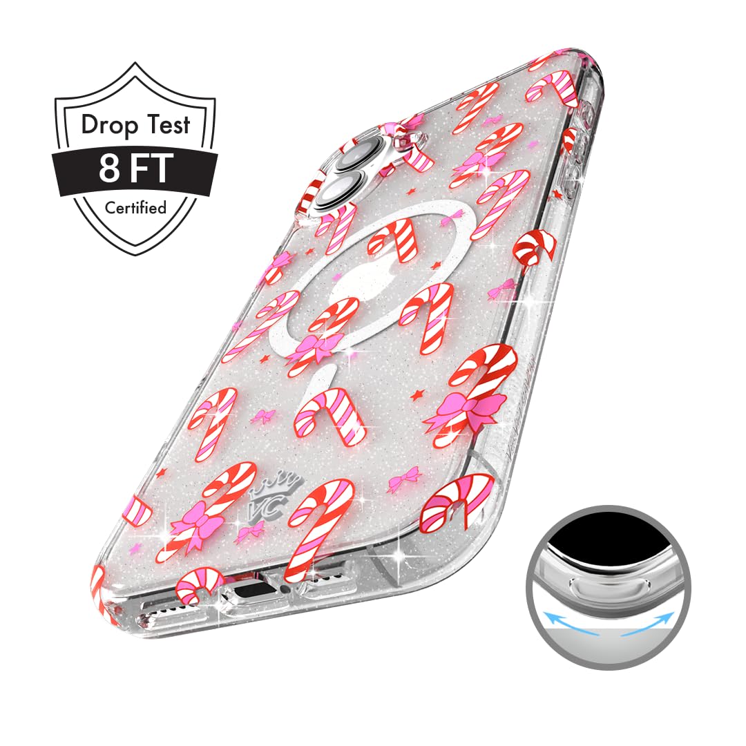 Velvet Caviar Christmas Phone Case For Iphone 16   Compatible With Magsafe [8Ft Drop Tested]   Holiday Peppermint Glitter Winter