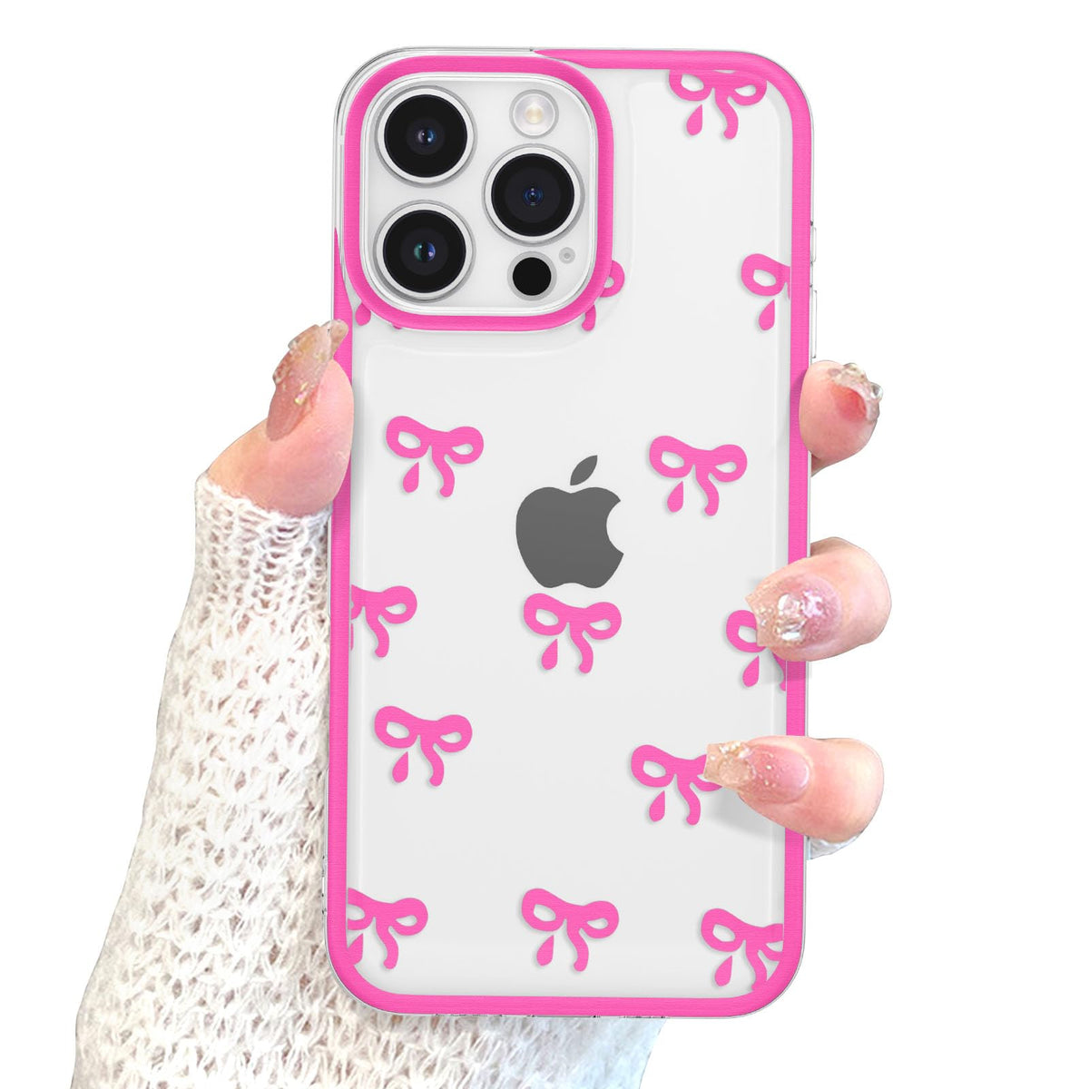 Eyzutak Case For Iphone 16 Pro Max, Clear Cute Ribbon Bowknot Pattern Aesthetic Transparent Phone Case Raised Camera Protection 