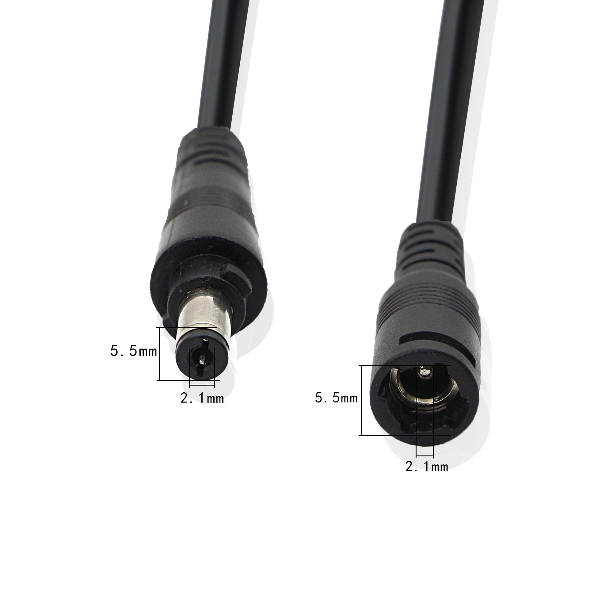 Pngknyocn 25Cm Dc Power Pigtail Cable, 12V 5A 5.5 Mm X 2.1 Mm Male And Female Barrel Jack With Lock To Prevent Falling 18Awg Cab