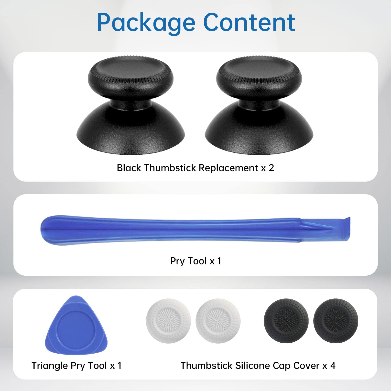 Vrbrother 2Pcs Replacement Rocker Metal Analog Joystick Thumbstick Mushroom Caps Repair For Meta Oculus Quest 2 (Black)