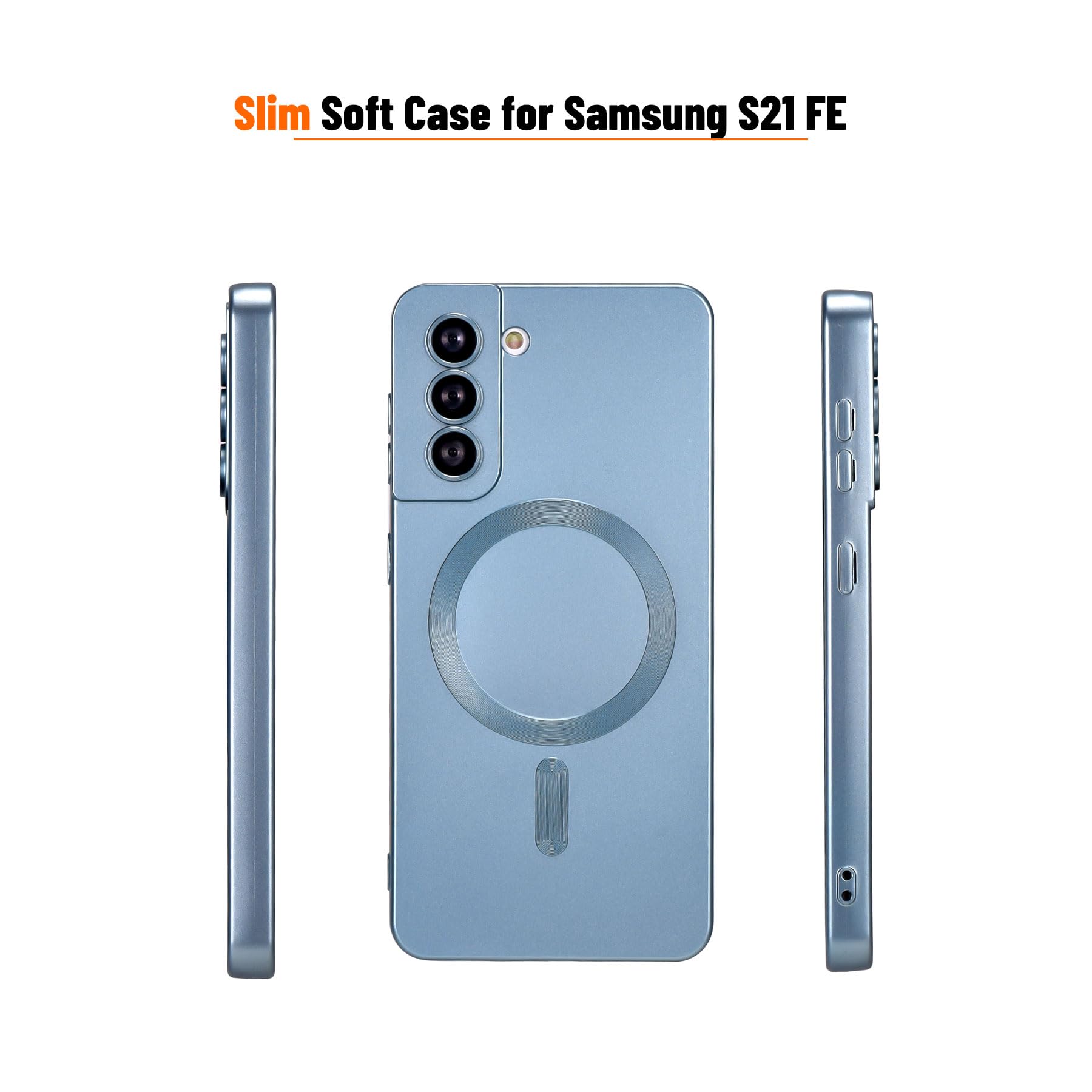 Yetagso Magnetic For Samsung Galaxy S21 Fe Case,Soft Silicone Samsung Galaxy S21 Fe Phone Case With Camera Protection,Slim Fit A