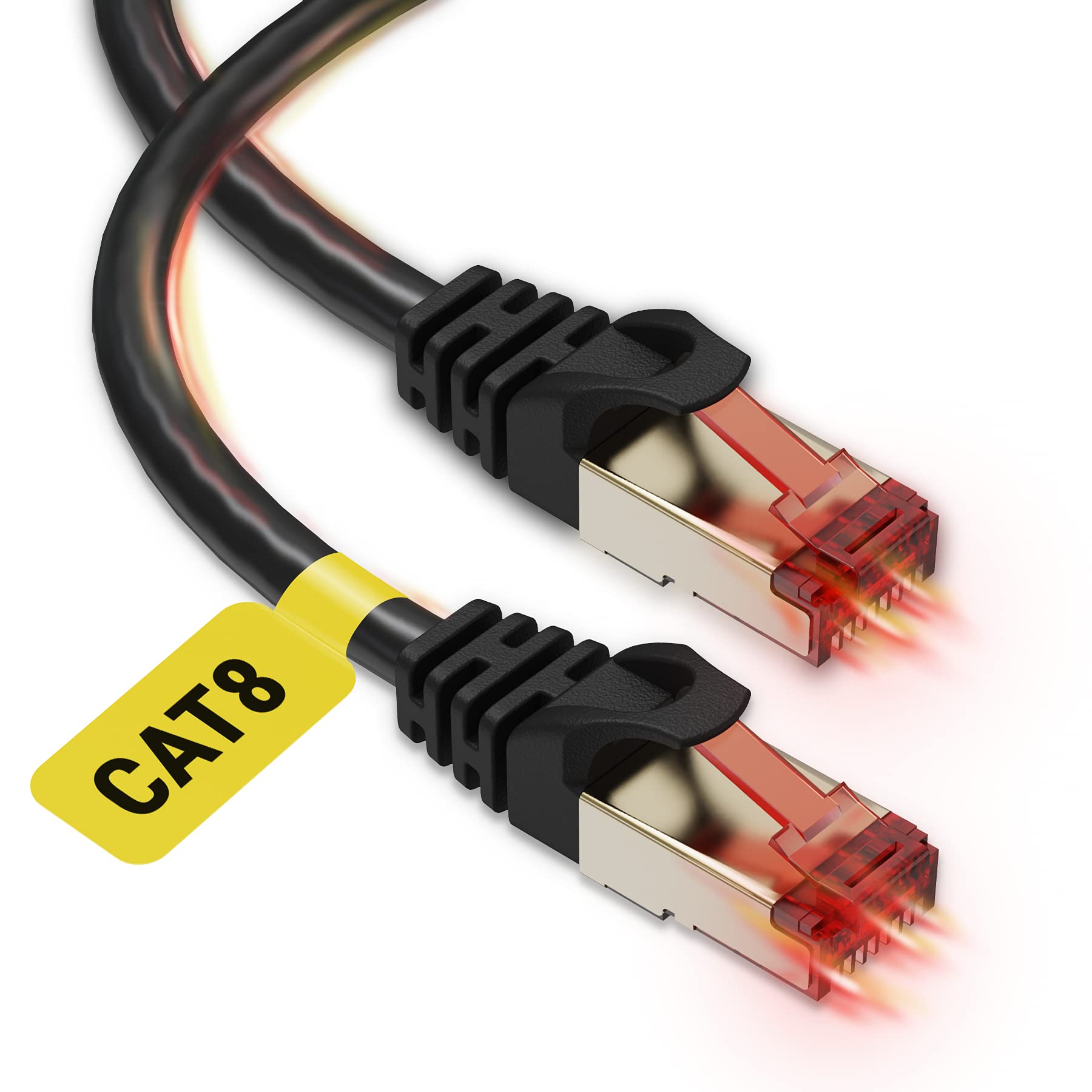 Cat 8 Ethernet Cable 10Ft   High Speed Cat8 Internet Wifi Cable 40 Gbps 2000 Mhz   Rj45 Connector With Gold Plated, Weatherproof