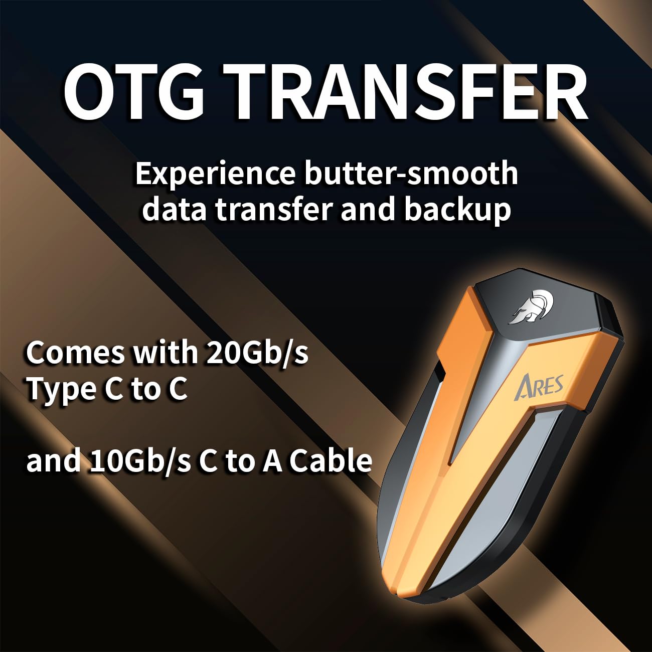 Dato 2Tb External Ssd, Ares Amber Shield Portable Ssd W/Led, Up To 1600/1500 Mb/S, Otg Supported, Waterproof Usb 3.2 Gen 2X2 Typ