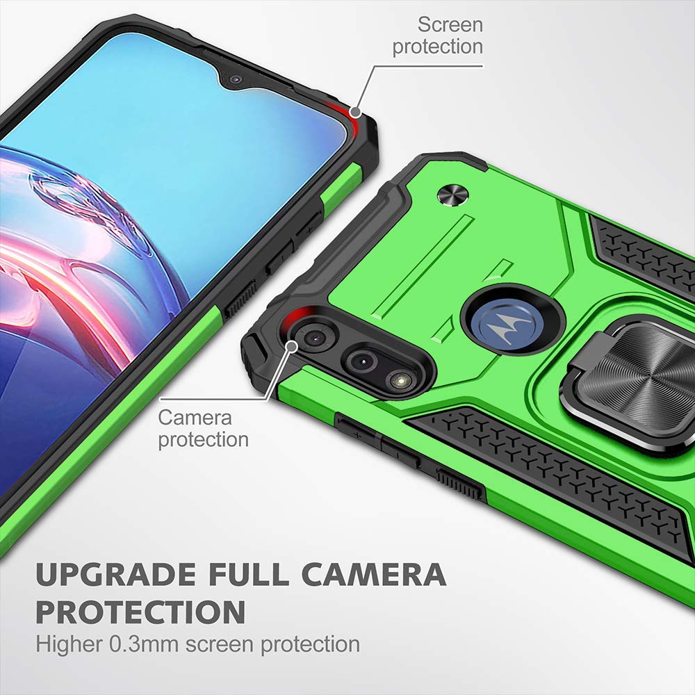 Hnhygete For Moto E Phone Case, Motorola E Case, With Hd Screen Protector, Shockproof Tough Rugged Hard Rubber Bumper With 360 R