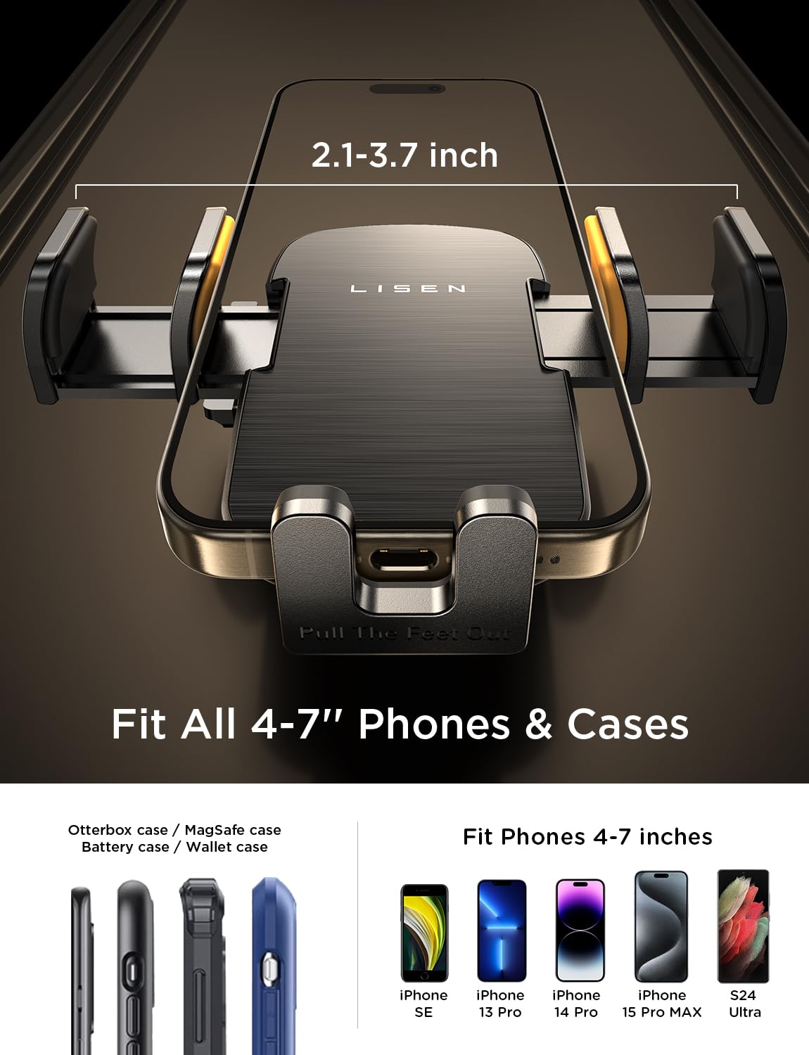 Lisen Cd Slot Phone Mount For Car, Adjustable Cd Phone Holder For Car Phone Mount For Iphone Car Holder Mount Ultra Sturdy Vent