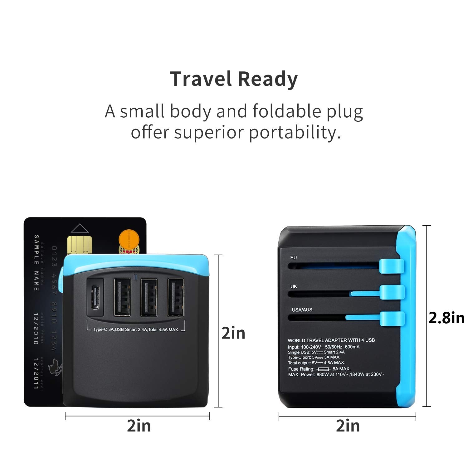 All In One Universal Usb Travel Power Adapter With 3 Usb Port And Type C International Wall Charger Worldwide Ac Power Plug 8 Pi