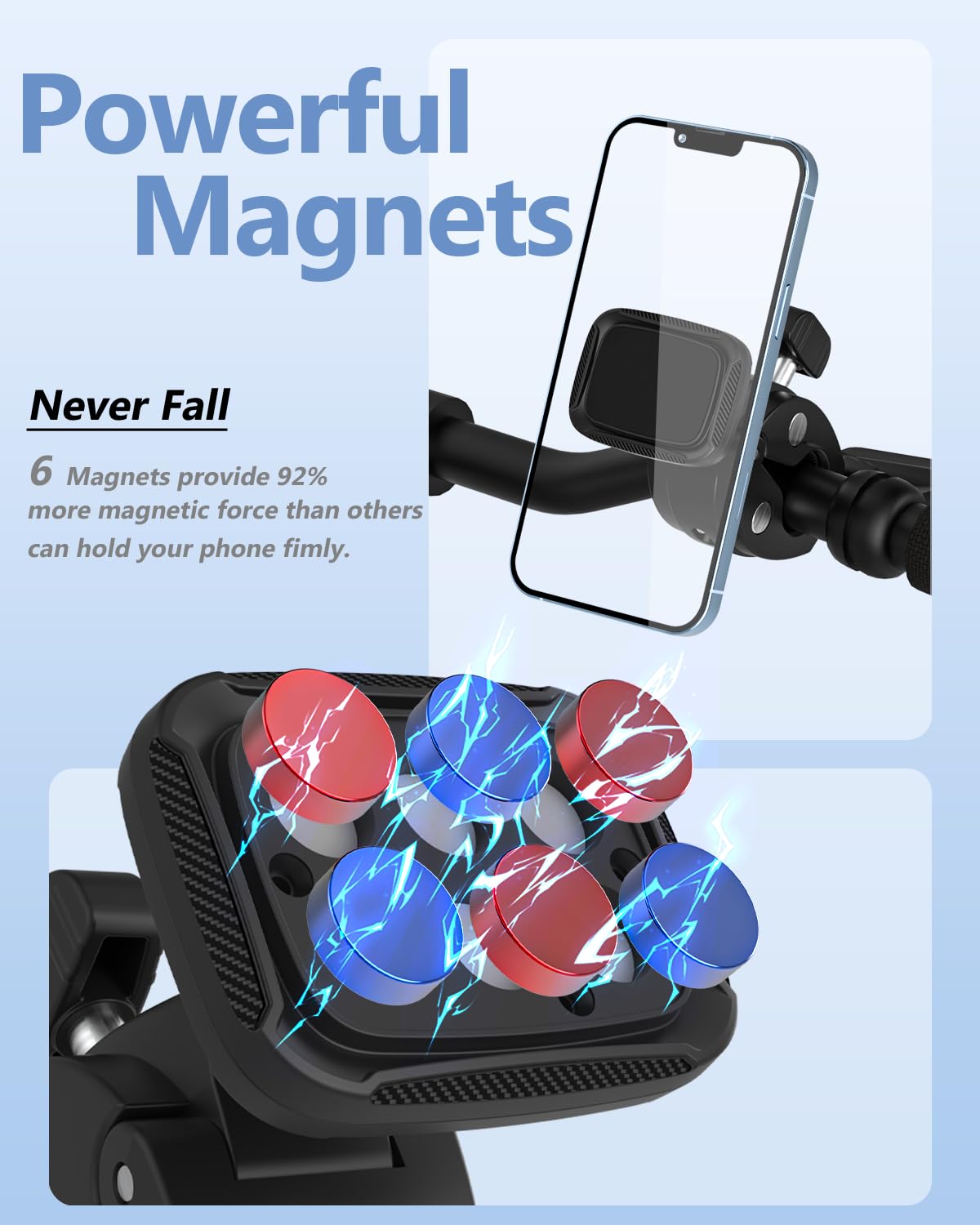 Woleyi Magnetic Spin Bike Phone Holder, Phone Mount For Exercise Bike, Stationary Bicycle, Treadmill, Stroller, Elliptical, Micr