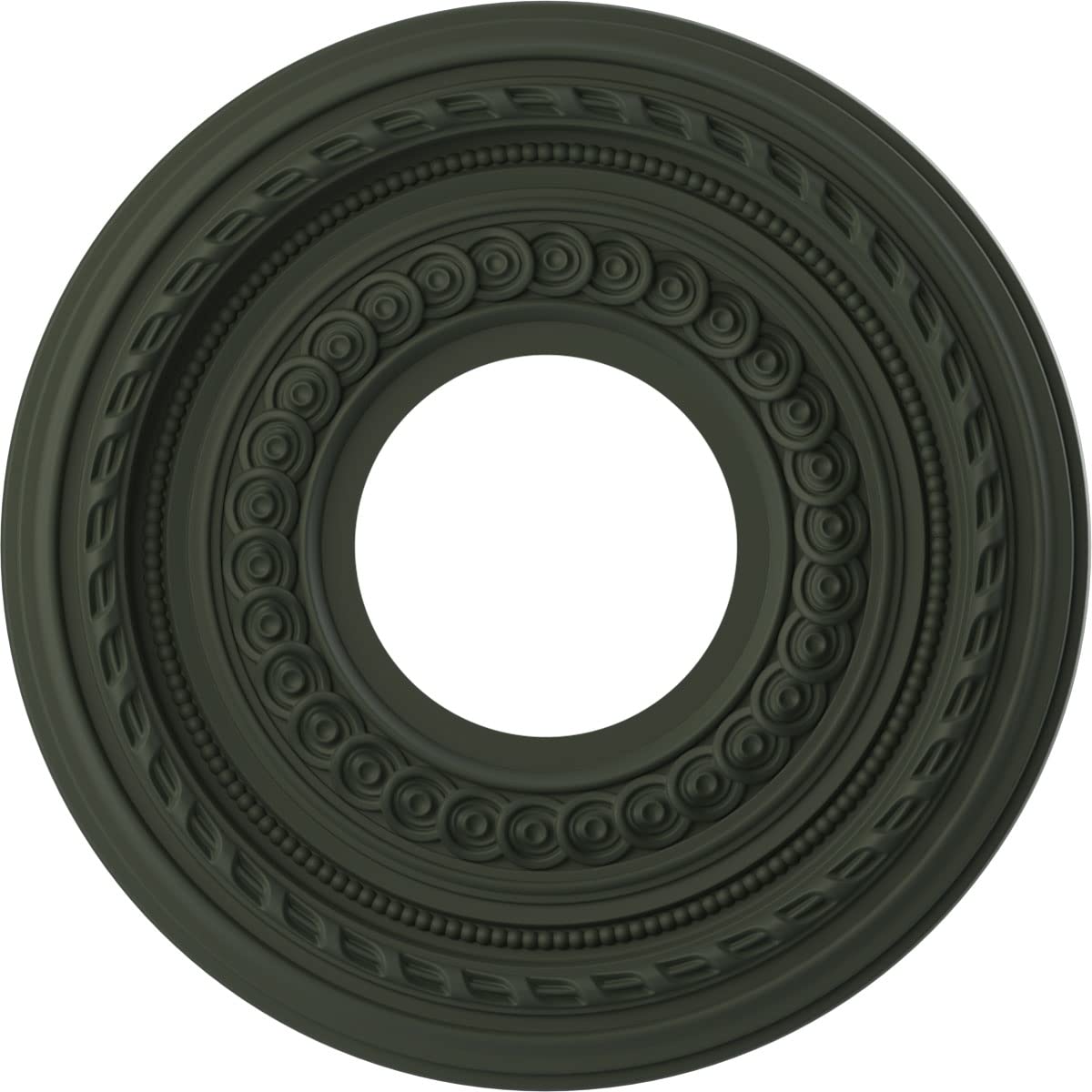 Ekena Millwork 10OD x 3 1/2ID x 3/4P Cole Thermoformed PVC Ceiling Medallion (Fits Canopies up to 4 1/4), UltraCover Satin Hunt 