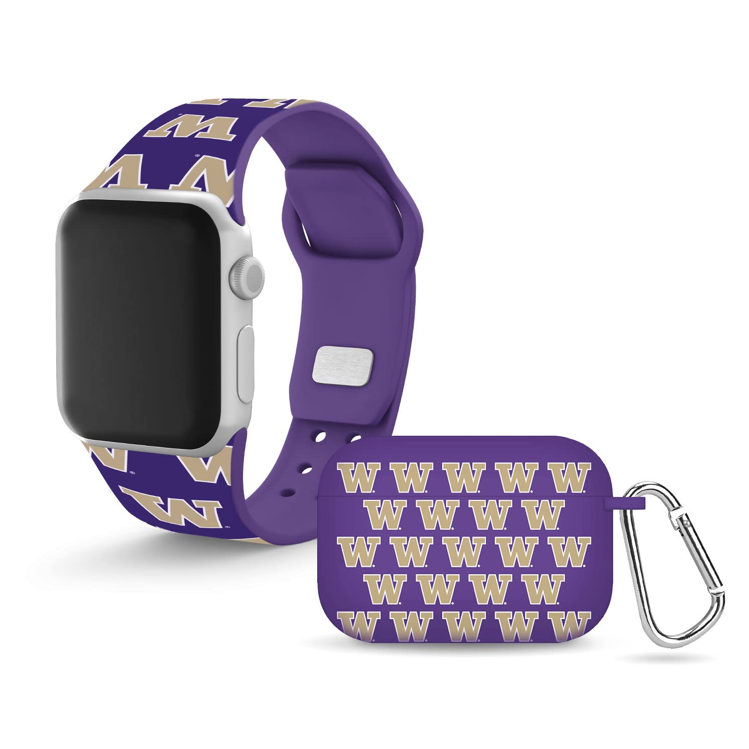 Affinity Bands Washington Huskies Hd Combo Package Compatible With Apple Watch And Airpods Pro (42/44/45Mm Short Repeating)