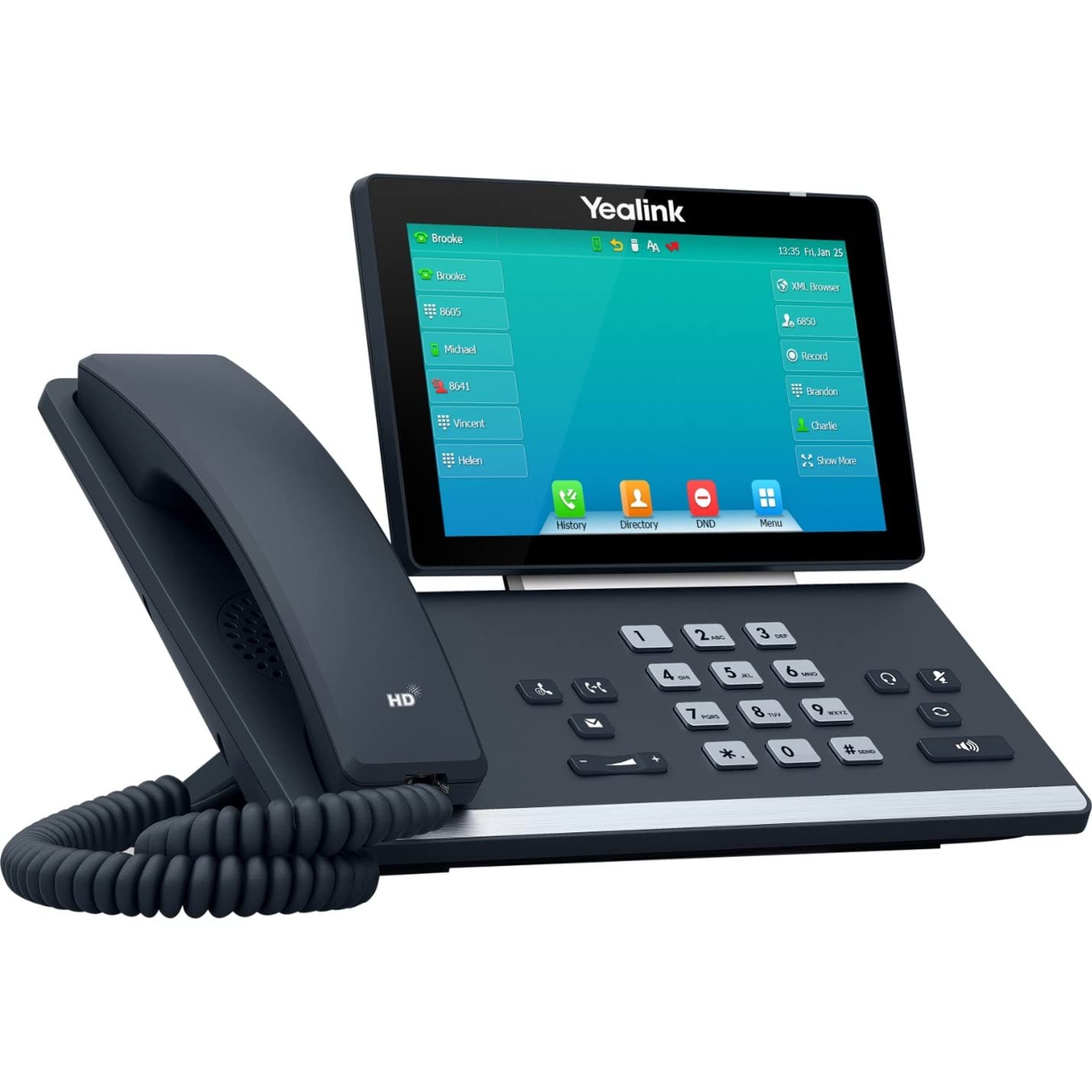 Yealink T57W Ip Phone, 16 Voip Accounts. 7-Inch Adjustable Color Touch Screen. Usb 2.0, 802.11Ac Wi-Fi, Dual-Port Gigabit Ethern