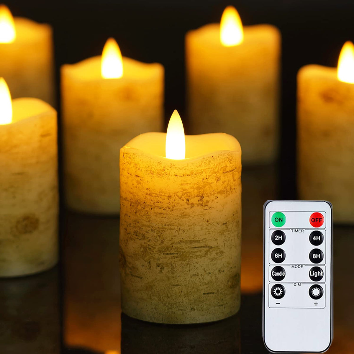 Homemory Flameless Votive Candles With Timer Remote, 2'' X 3'' Birch Bark Real Wax, Realistic Black Wick Battery Operated Candle