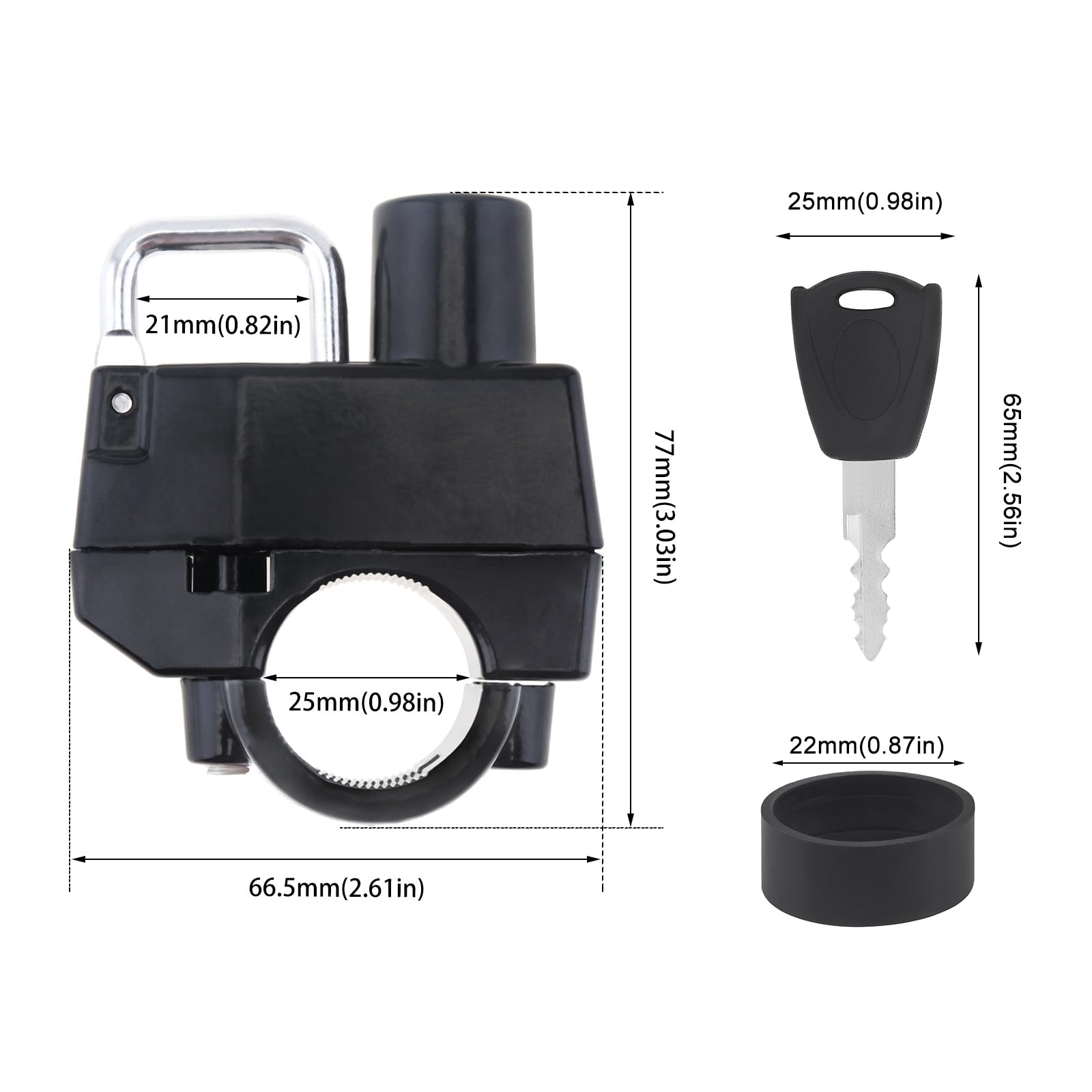 Windance 2Pcs Motorcycle Helmet Lock, 7/8'' 1'' Motorbike Helmet Lock, Anti Theft Helmet Security Lock With 2 Keys Fit For Motor