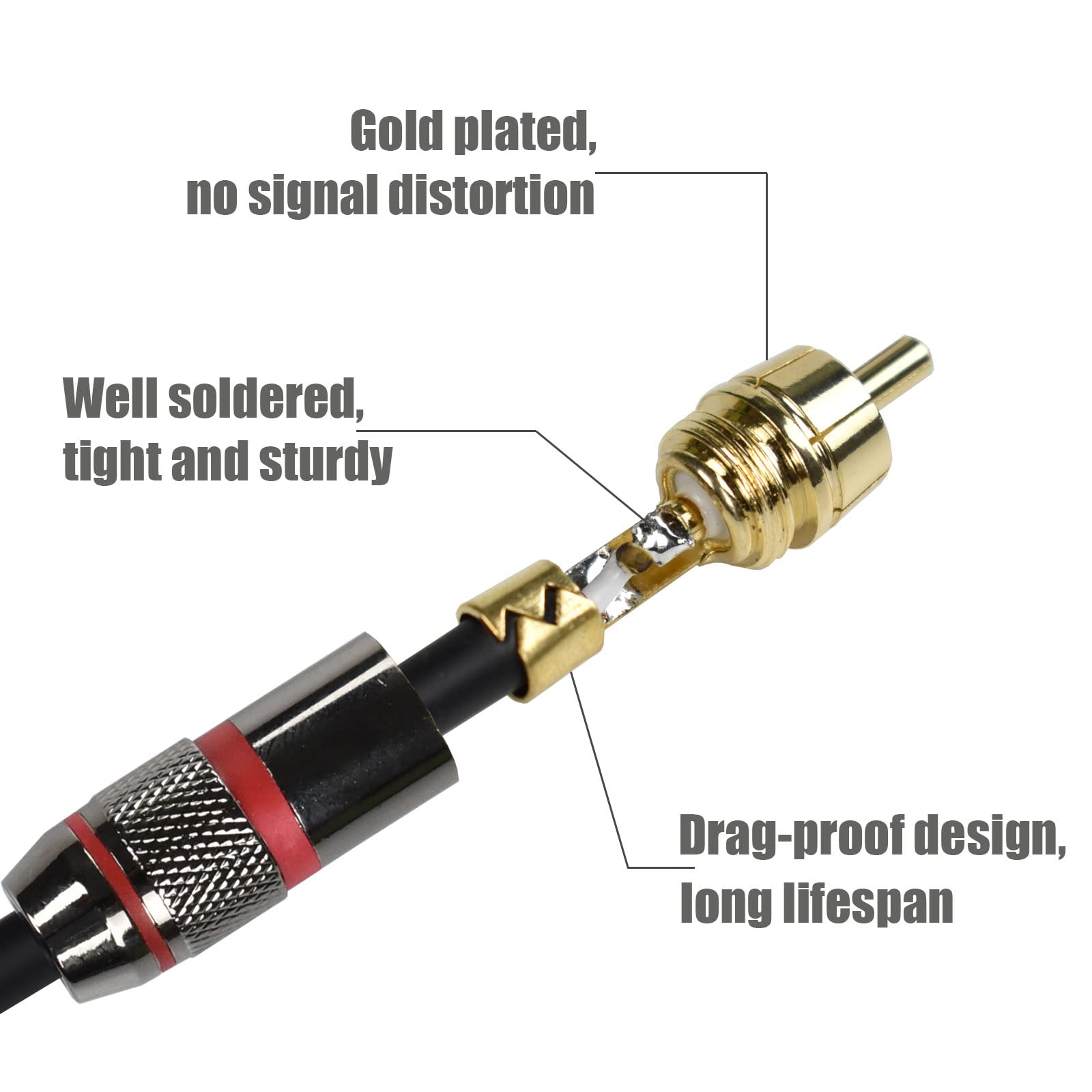 Mugteeve Dual Xlr Female To Dual Rca Male Phono Cable Adapter, 10 Feet Balanced 3Pin Xlrf To Unbalanced Rca Speaker Cable, Gold