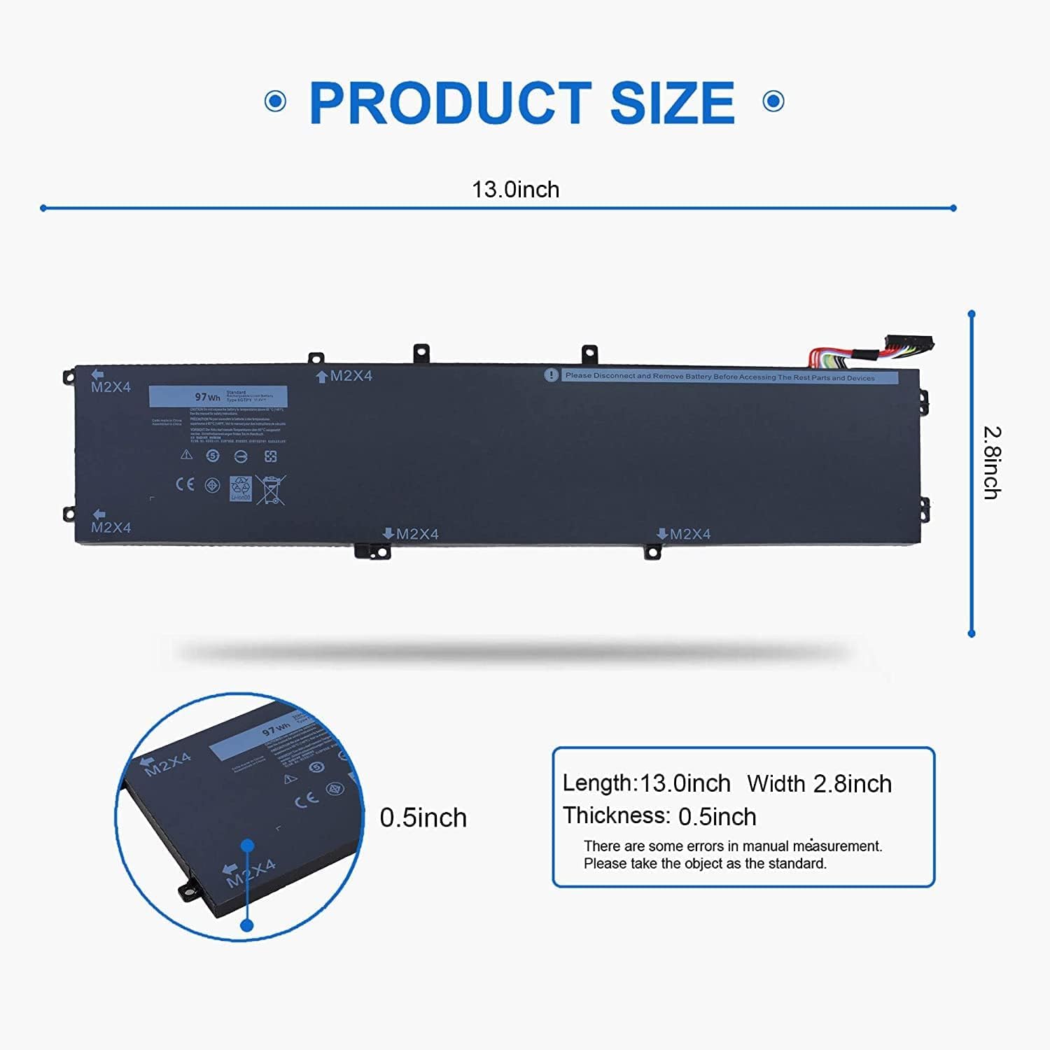 97Wh Type 6Gtpy Battery For Dell Xps 15 9560 9570 9550 7590 15 9570 D1541 15 9570 D1741 15 9570 D1941T Precision 5520 M5520 5540