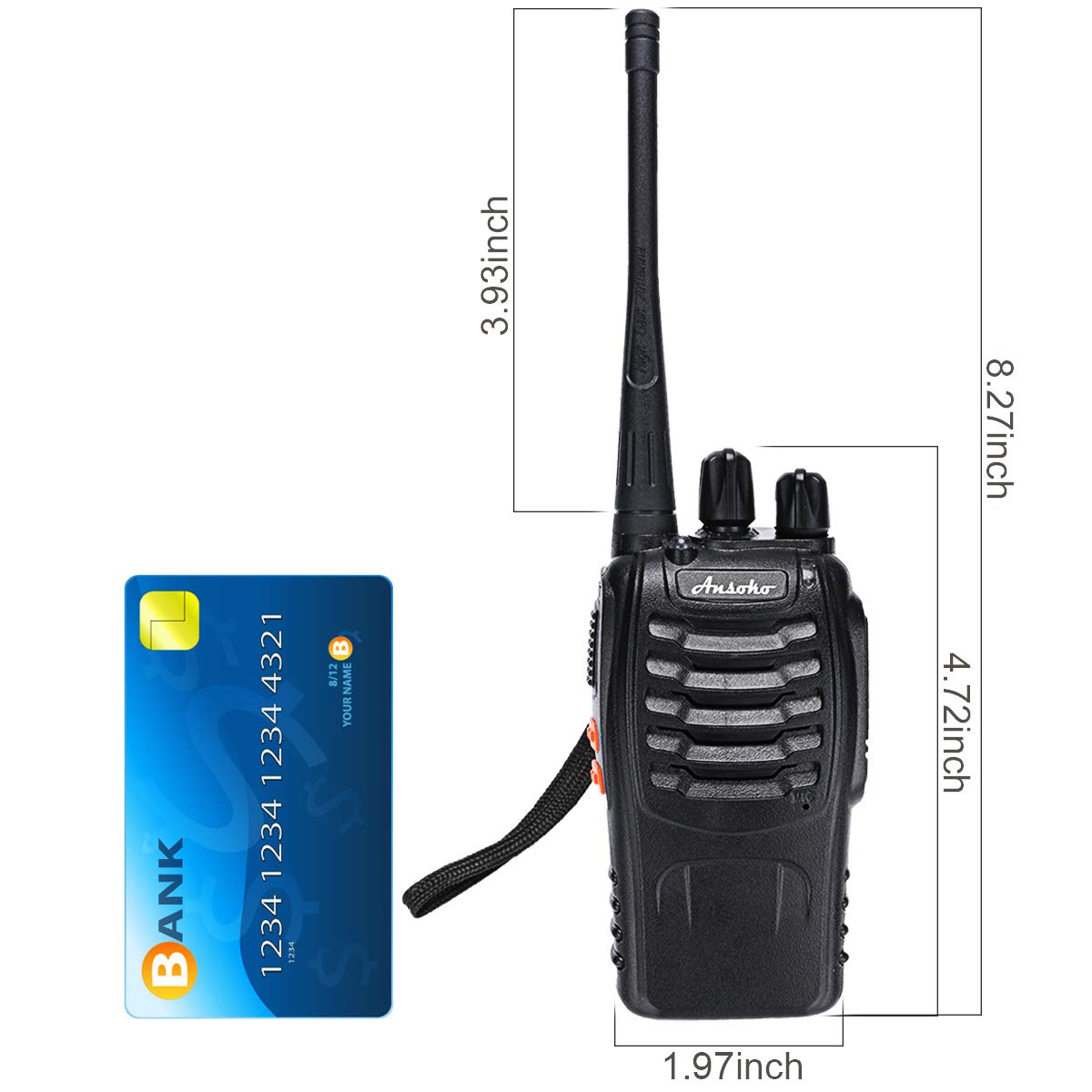 Ansoko Two Way Radio Walkie Talkie, Long Range Walkie Talkies For Adults 16 Ch 2 Way Radio With Earpieces And Rechargeable Batte