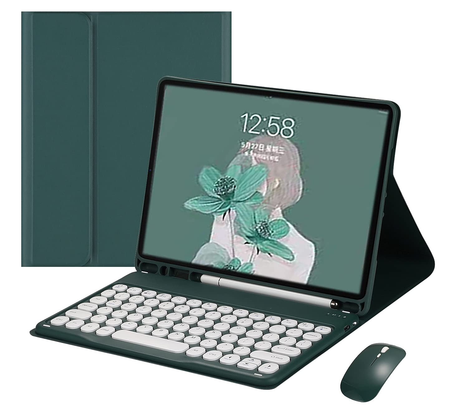 YEEHi iPad Mini 5th Gen Keyboard Case with Mouse, Bluetooth Detachable Keyboard, DarkGreen