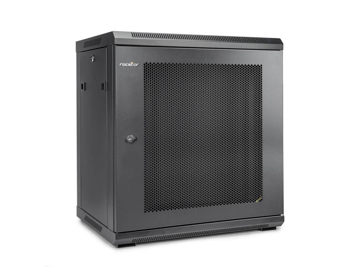 Solidrack 12U Wall Mount Rack Vented Enclosure - Front & Side Door Locks - 200 L
