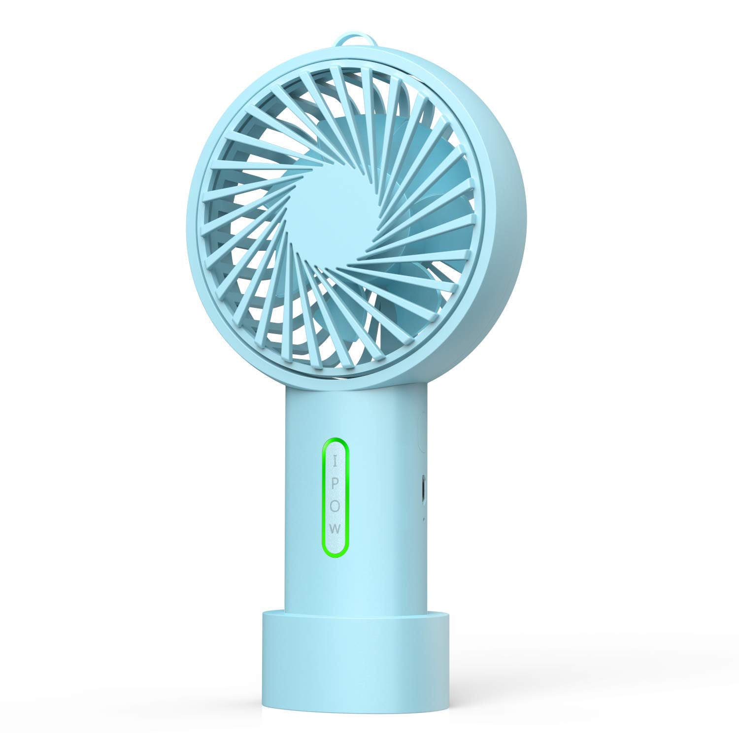 Ipow Mini Handheld Fan Personal Portable Fan 3 Speed Adjustable Angle Removable Base Lanyard Usb Recharging Battery Operated Sma