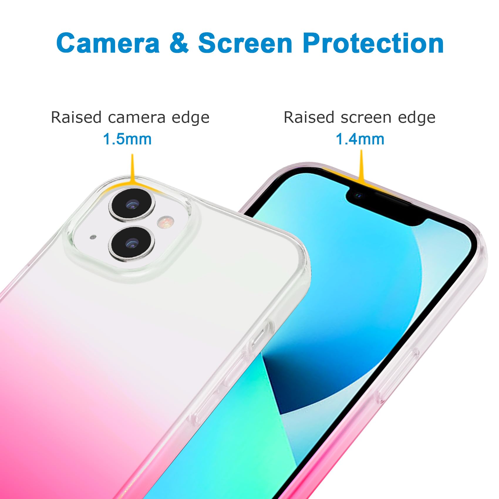 Jjgoo Compatible With Iphone 13 Case Clear Soft Transparent Shockproof Protective Slim Thin Bumper Phone Cover, Gradient Pink