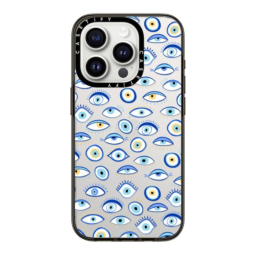 Casetify Compact Iphone 15 Pro Case [2X Military Grade Drop Tested / 4Ft Drop Protection]   Blue All Seeing Eye Summer Holiday