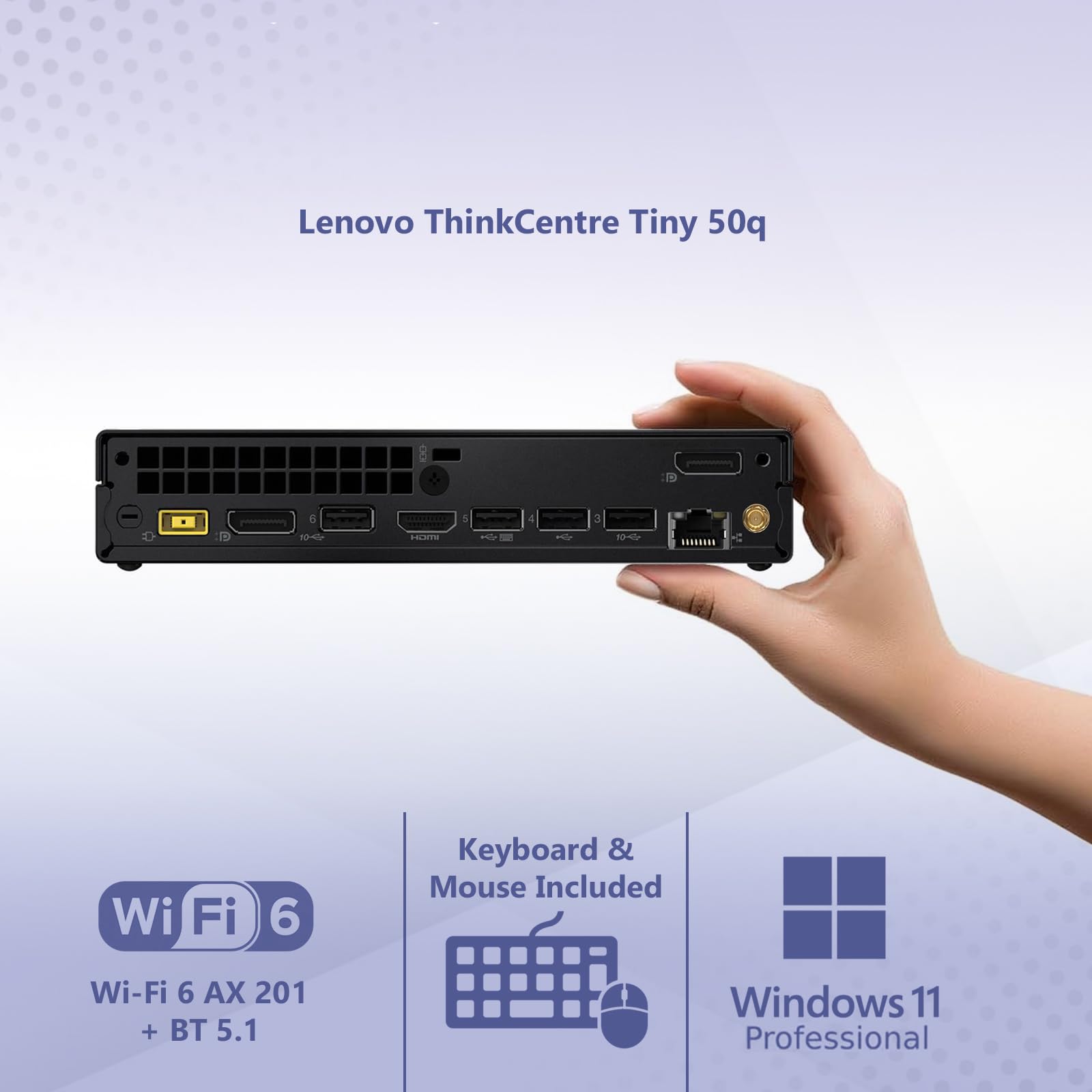 Lenovo Thinkcentre Tiny 50Q Intel Octa Core I5 13420H (Beats Intel I7 1260P), 16Gb Ram, 512Gb Nvme, 2X Dp Port, Hdmi, Wifi 6 + B