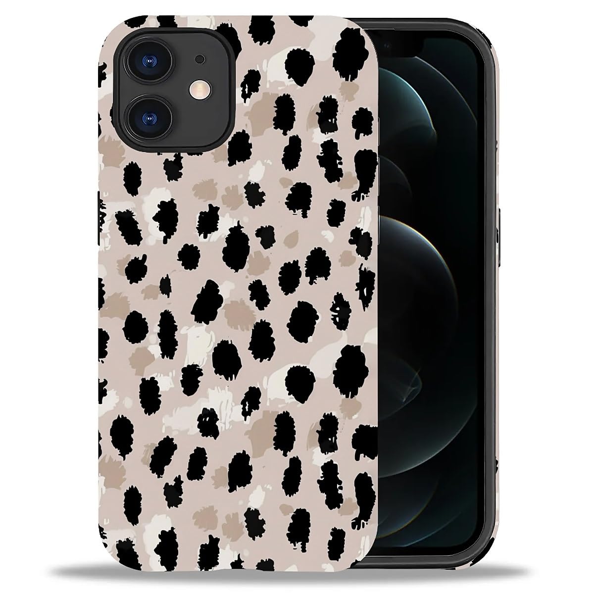 WANKBLC Compatible with iPhone 11 Matte Case, Cute Black Brown Leopard Print Pattern for Girl Full Body Design Soft Silicone Dro