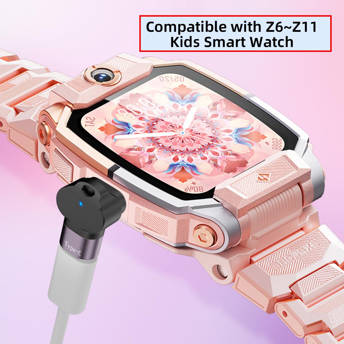 Nfhk Adapter 2Pcs/Lot Magnetic Smart Watch Charging Adapter Vertical Usb Type-C To 2-Pin Compatible With Imoo Z6 Z6S Z6Pro Z7 Z7