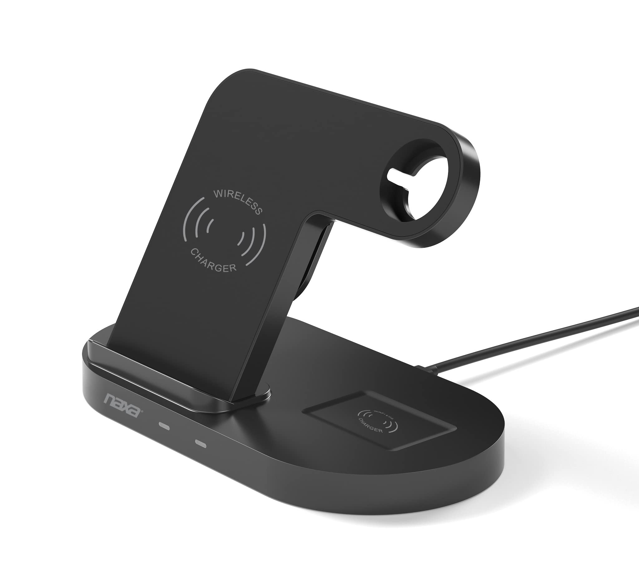 Naxa Electronics NAP-5003 3-in-1 Smart Wireless Charging System with Standing Qi 15W Wireless and Qi 3W Wireless Pad for Phones,