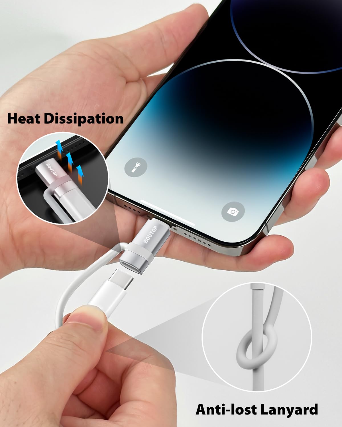 Boutop [Mfi Certified] 36W Usb C To Lightning Adapter, Support Pd Fast Charging Compatible With Iphone Ipad Airpods, With Anti L