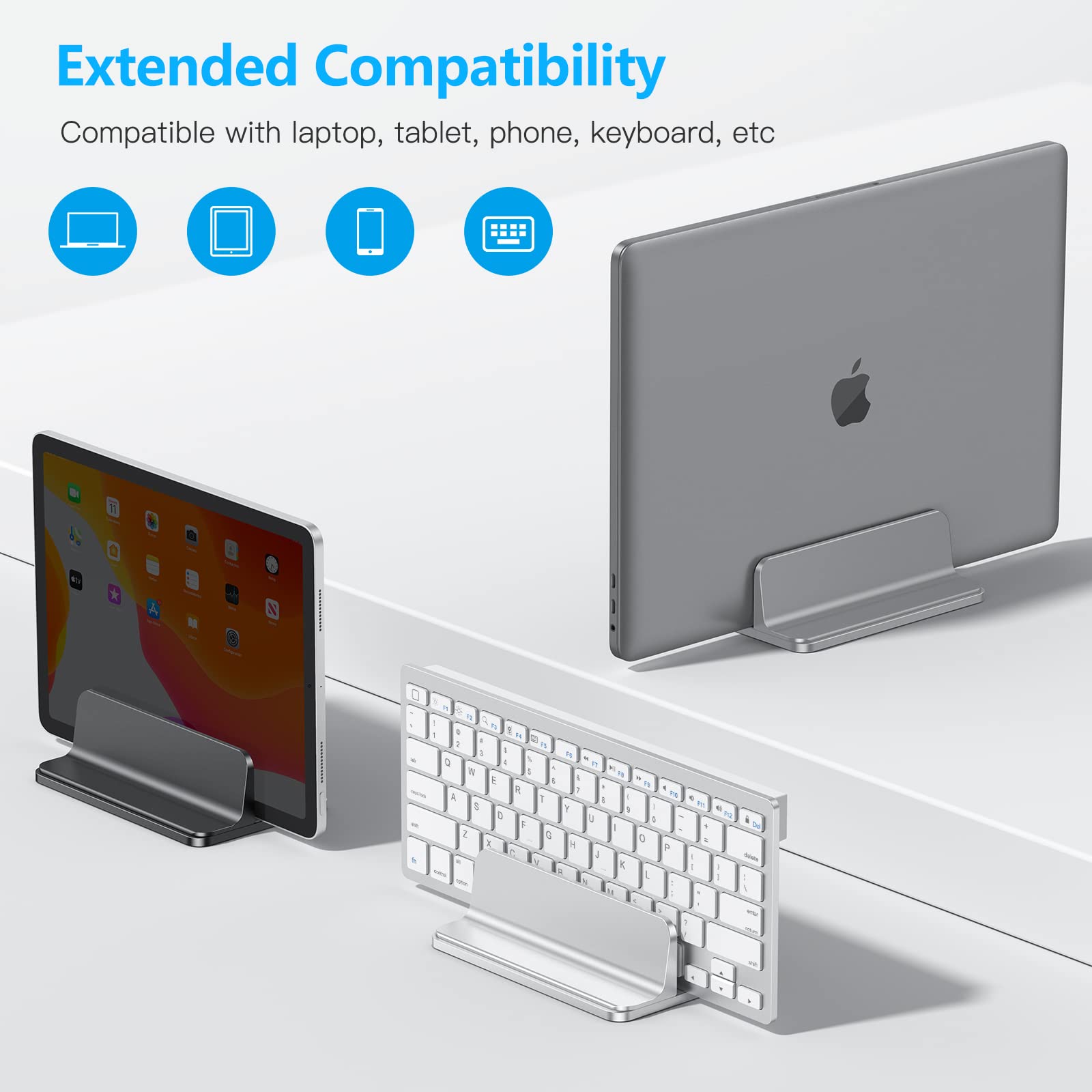 Omoton Vertical Laptop Stand Holder, Desktop Aluminum Stand For Macbook With Adjustable Dock Size, Fits All Macbook, Surface, Ch