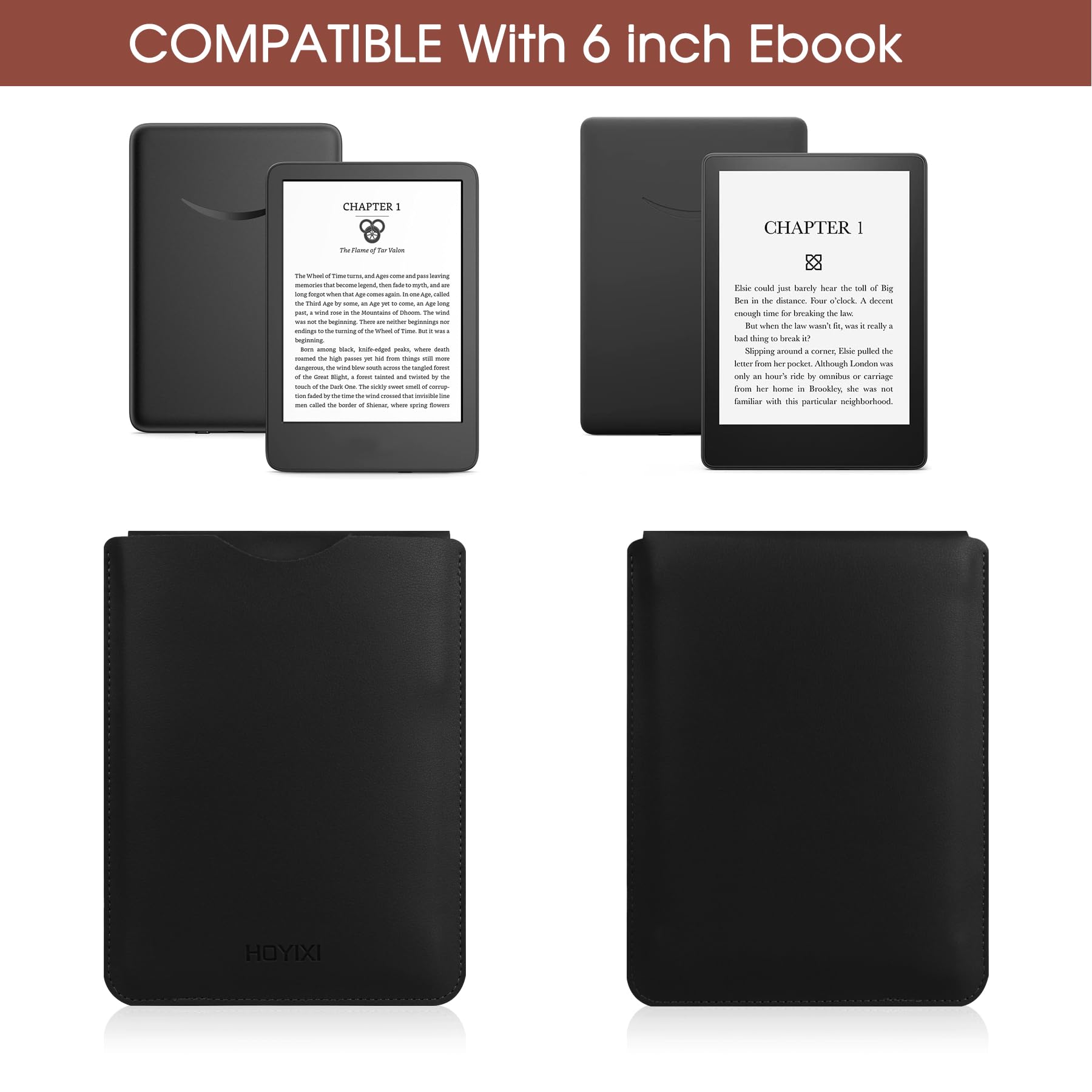 Hoyixi Universal Sleeve Case For 6 Inch Kindle/Kobo/Voyaga/Lenovo/Pocketbook/Tolino E Book E Reader Lightweight Leather Sleeve B