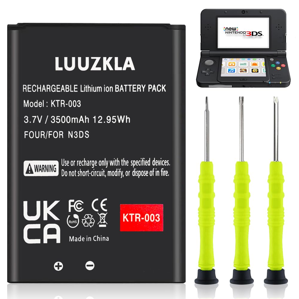 Luuzkla 3500Mah Ktr 003 Battery, (2024 New Upgrade) Compatible With Nintendo New 3Ds/Ktr 003 Game Console, With Full Tool Kit