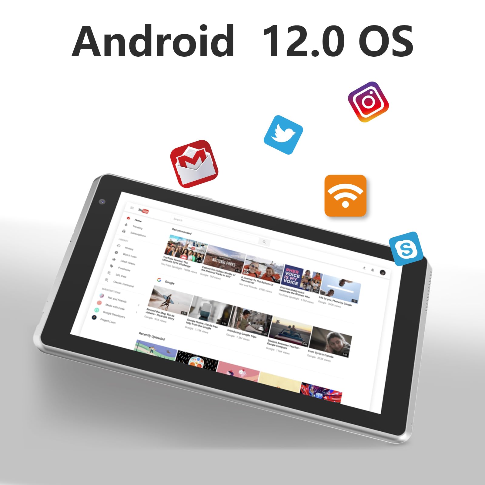 Byandby Tablet 7 Inch Android 12.0 Tablet, 4Gb+32Gb Rom (1Tb Expand), Quad Core, Wifi, Gms, Dual Camera, Educational, Games (Sil