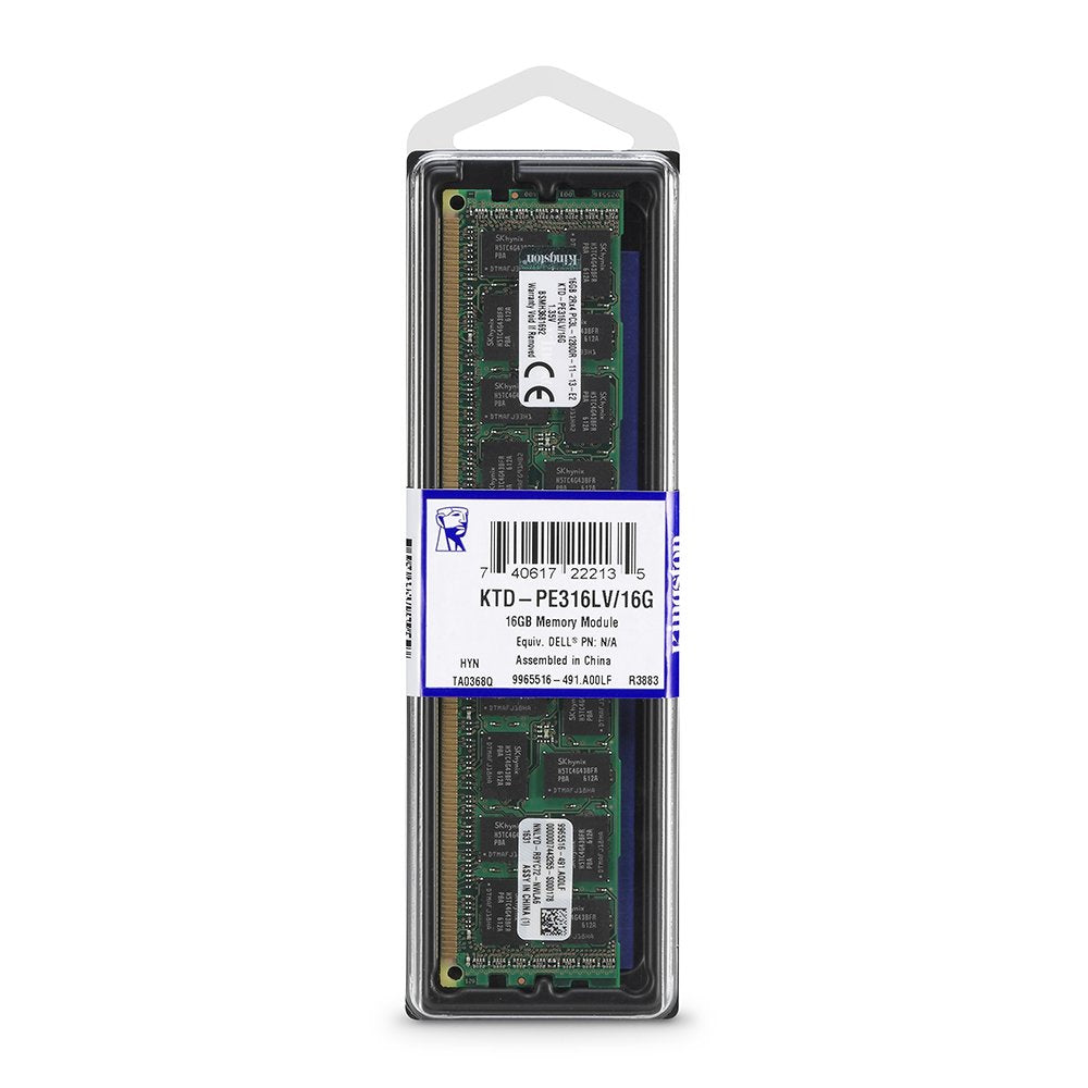 Kingston Technology 16Gb 1600Mhz Ddr3 Reg Ecc Low Voltage Dimm Memory For Dell Desktops (Ktd-Pe316Lv/16G)