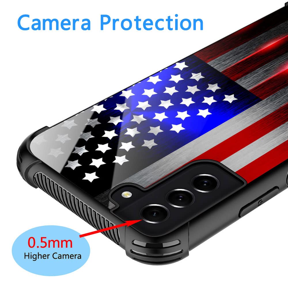 ZHEGAILIAN Samsung Galaxy S21 Ultra Cut Flag Phone Case TPU Organic Glass 4 Cut American Flag