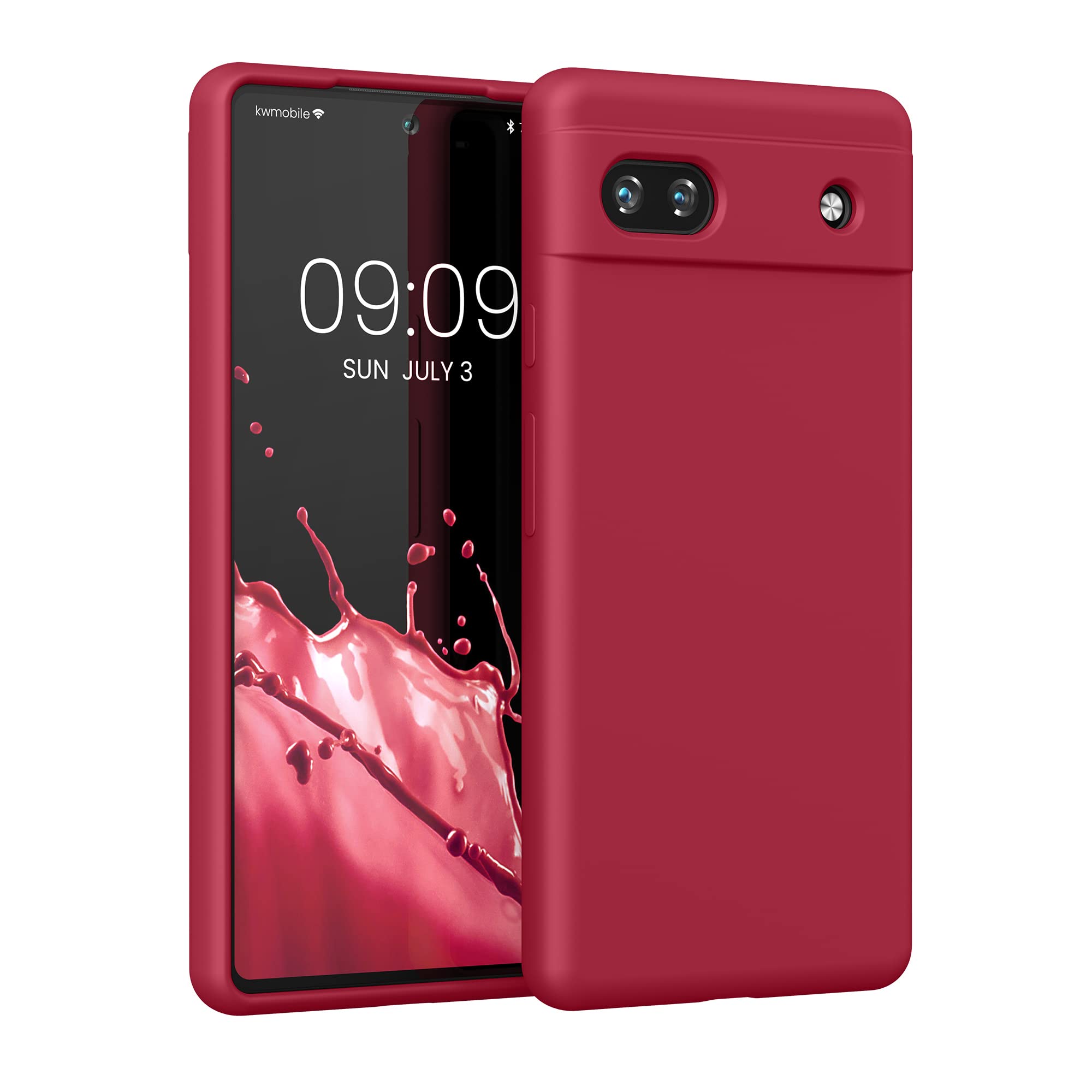 kwmobile Case Compatible with Google Pixel 6a Case - TPU Silicone Phone Cover with Soft Finish - Sweet Cherry