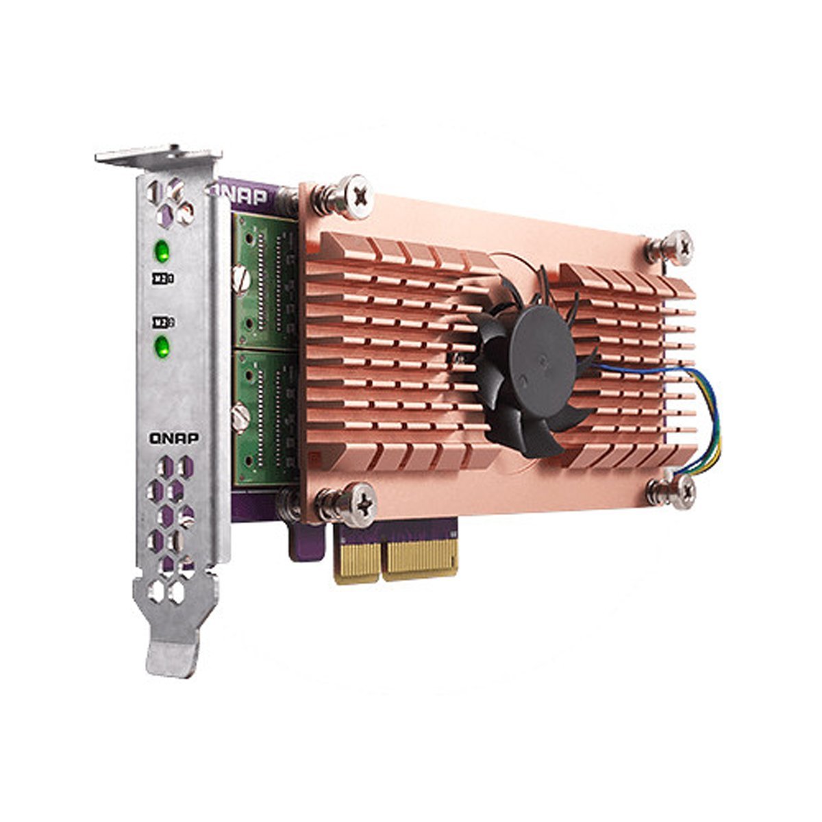QNAP QM2 2P 244A Dual M.2 22110/2280 Pcie SSD Expansion Card (PCIe Gen2 X4), Low Profile Bracket Pre Loaded, Low Profile Flat and Full Height are Bundled 2 x SSD