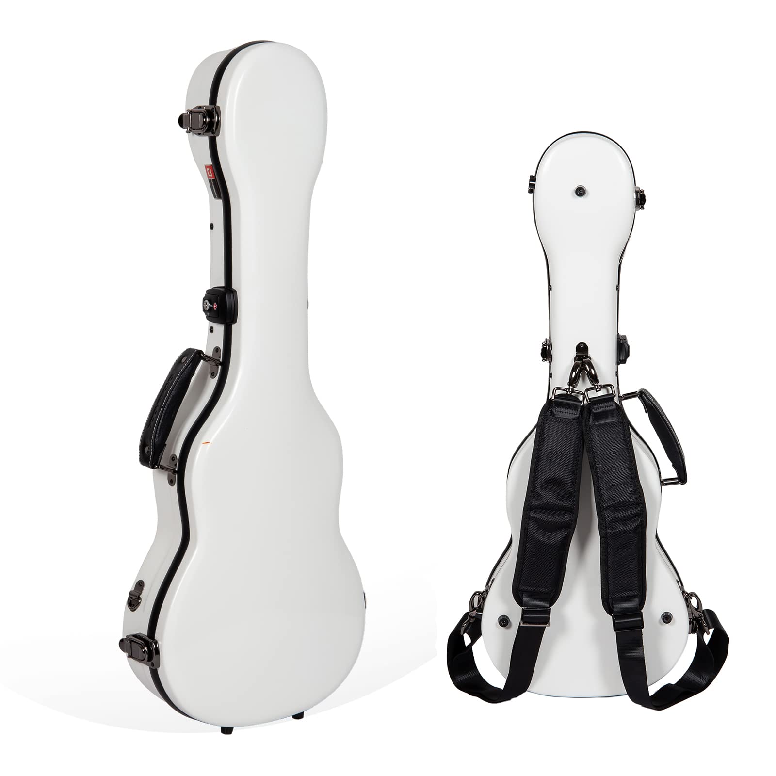 Crossrock Fiberglass Case for Baritone Ukulele with Removable Shoulder Straps and TSA Lock, White (CRF2020BUWT)