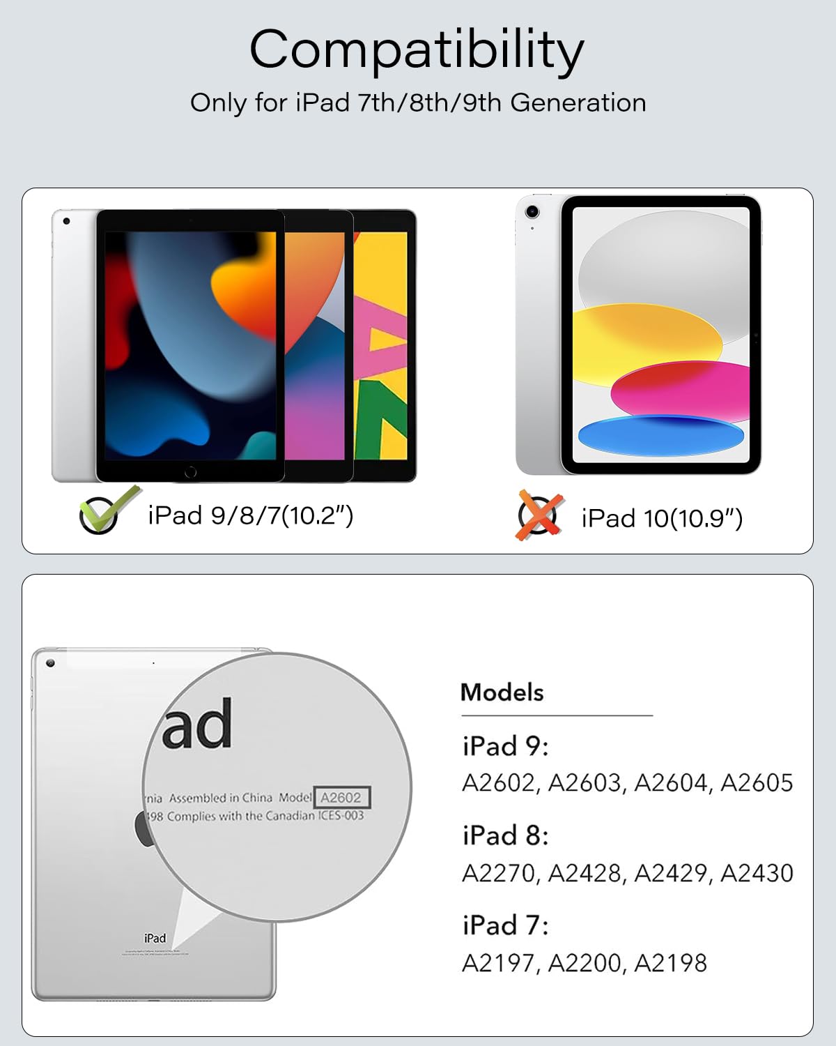 Zenlu Magnetic Case Compatible For Pad 9Th 8Th 7Th Generation 10.2'', Removable Folio Cover, Premium Semi Silicone Leather, Vert