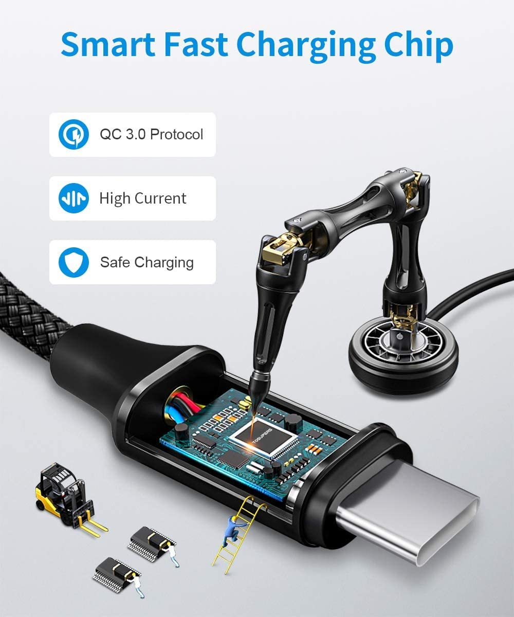 Tosupers Short Usb C Cable 1Ft, 3 Pack, 3A Fast Charging, Usb A To Usb C Charger Cable Braided For Iphone 16 15 Pro Max Plus, Samsung Galaxy S24 S23 S22 S21 S20 S10 S9 A54 A35 A15 A14