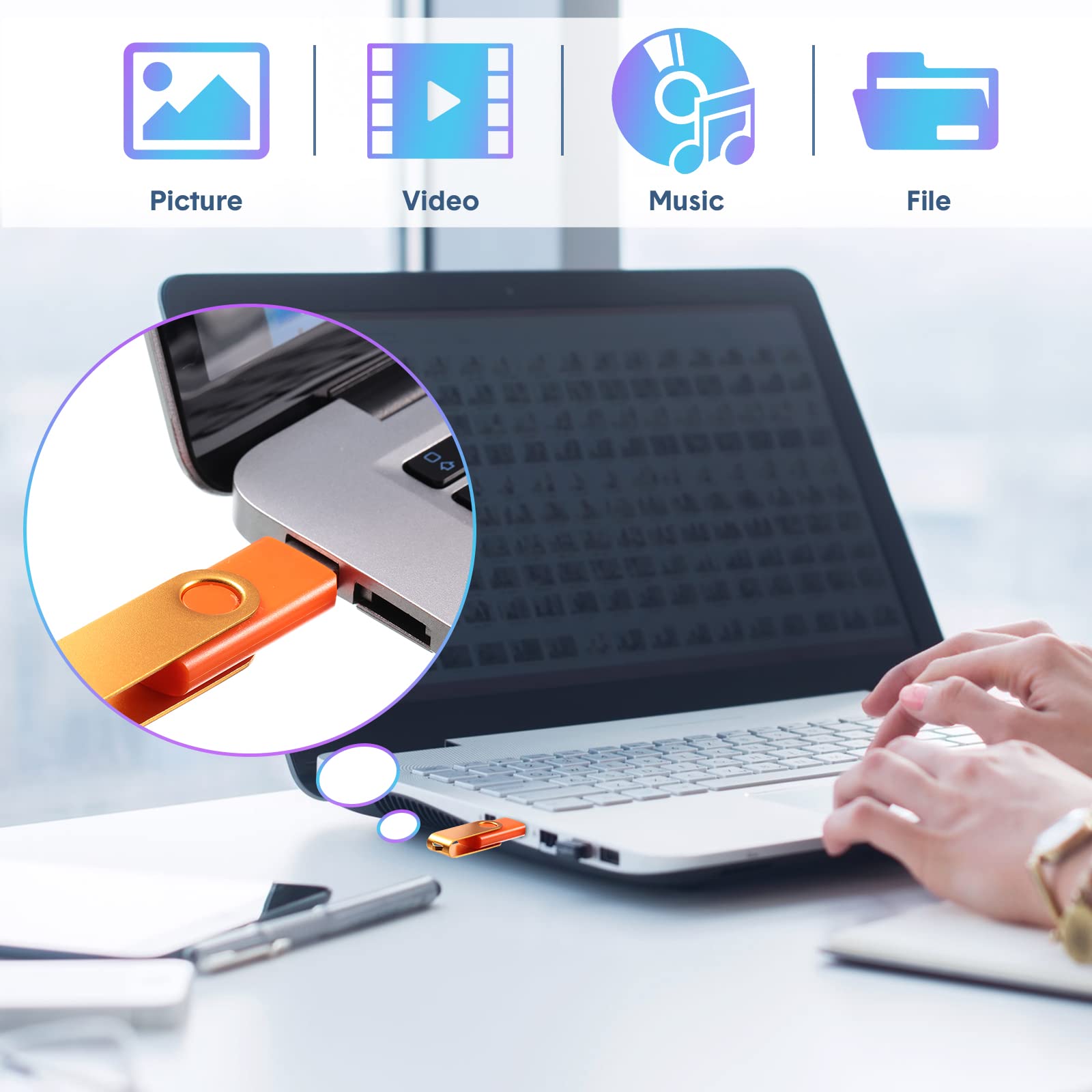 Xuhal 50 Pcs 128Mb Flash Drive Pack Portable Usb Thumb Drives With Lanyards Flash Memory Storage Device Swivel Thumb Drive Bulk