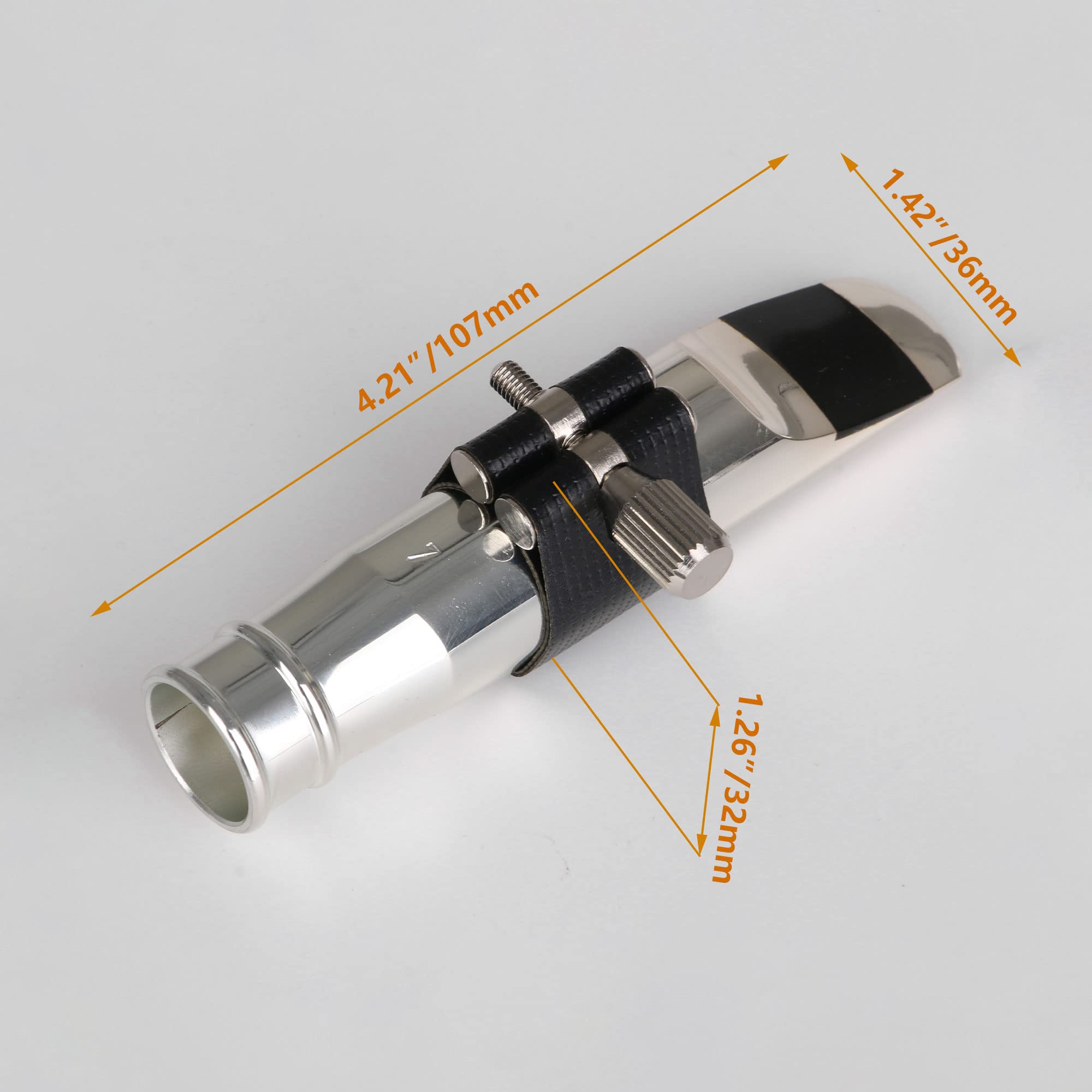 Yibuy Tenor Saxophone Mouthpiece Set Silver 7# Saxophone Replacement Parts