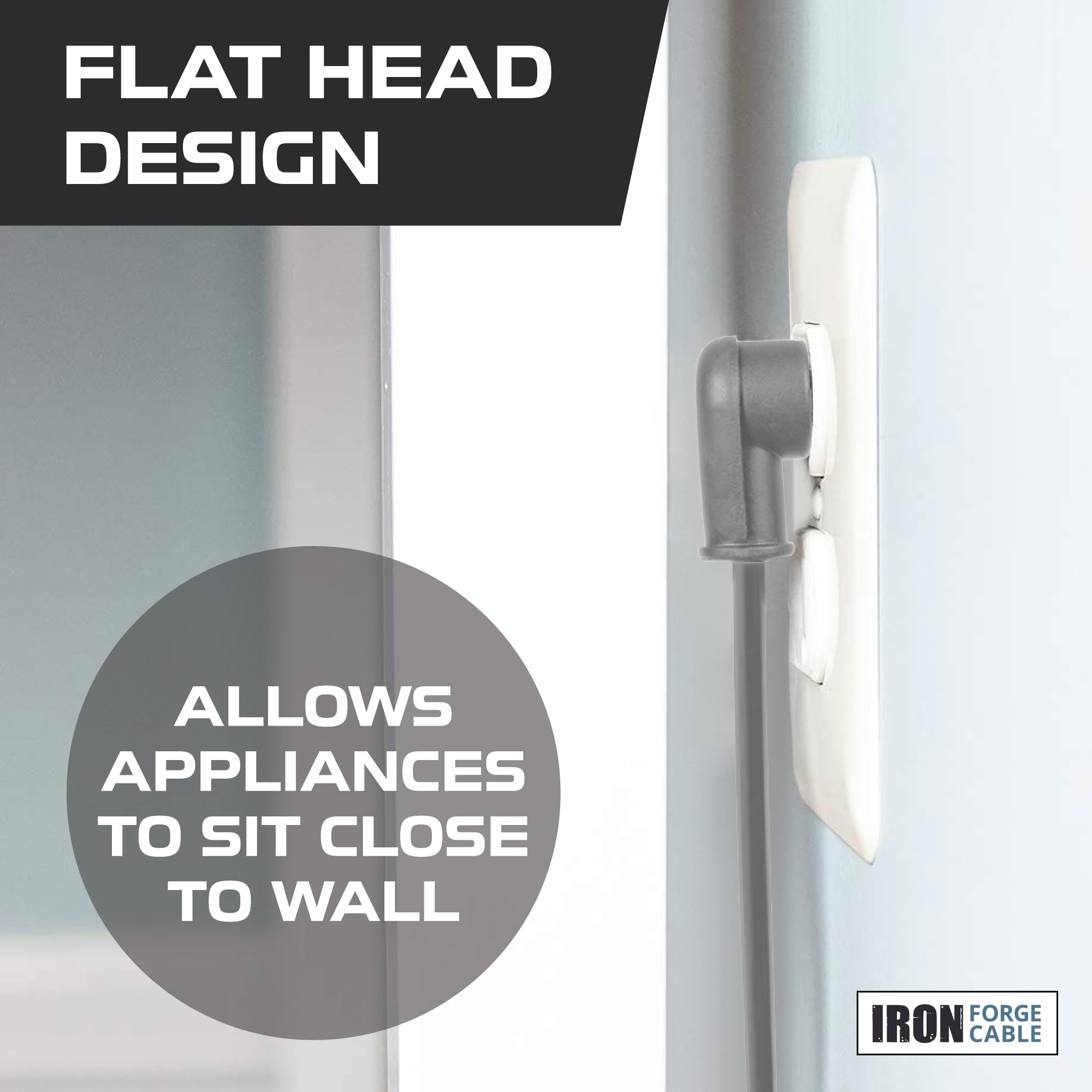 Iron Forge Cable Flat Plug Replacement Power Cable With Open End   12/3 6 Ft Gray Appliance Extension Cord 15 Amp, 12 Awg Power