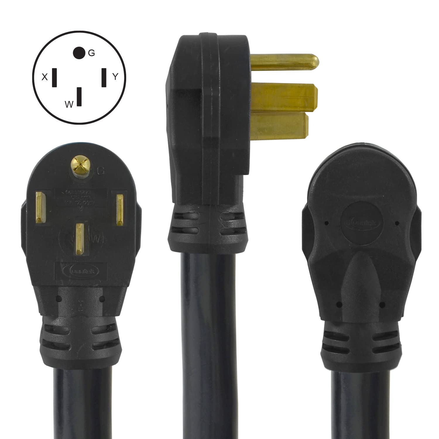 Conntek 14302 Rv/Generator Power Cord 30-Foot 50 Amp Male Plug To Bare Wire, Black