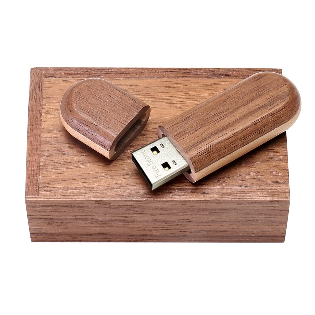Usb 2.0 Flash Drive Two Color Wood Usb 2.0 Memory Stick Pen Drives With Wooden Box (32Gb, Tan)