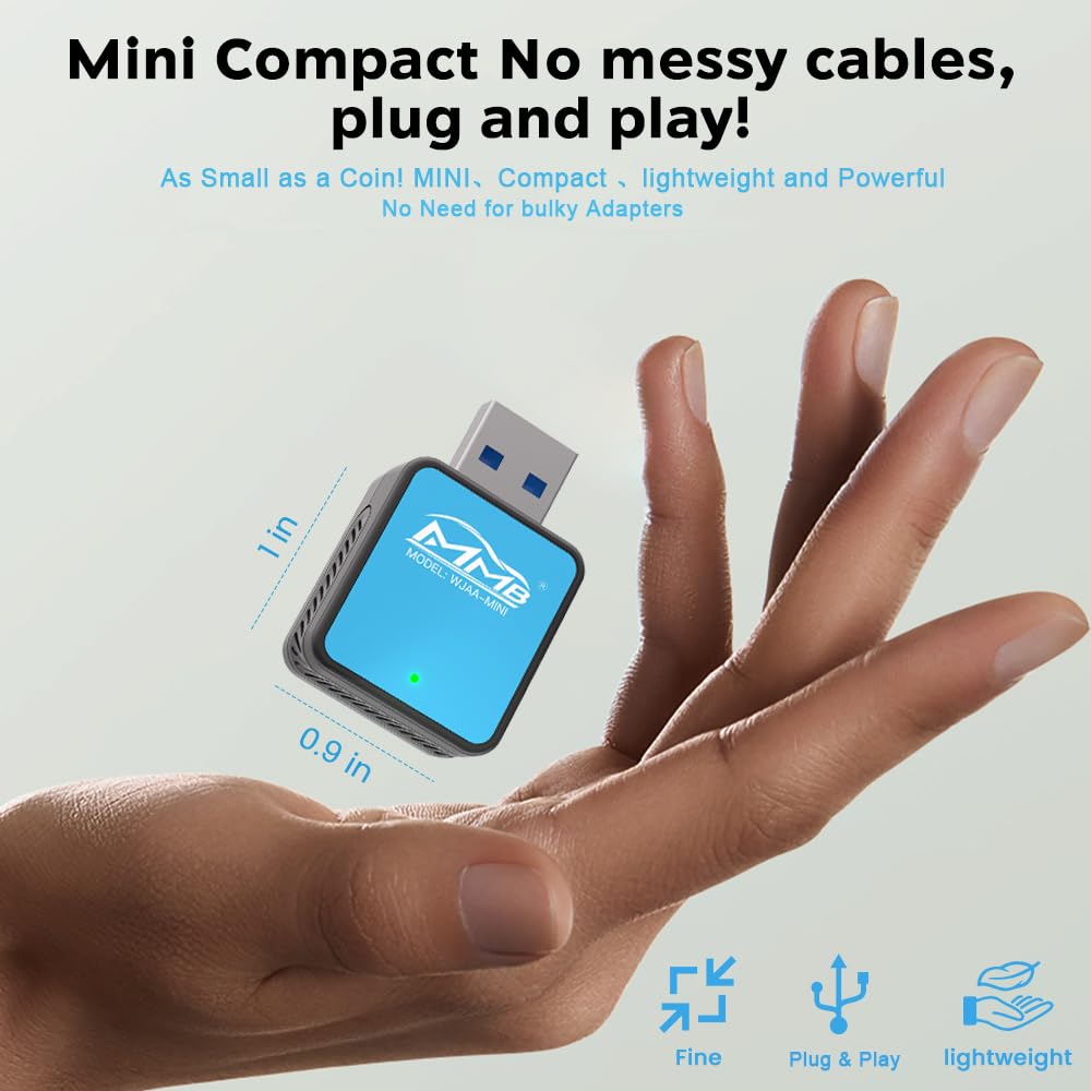 Mmb Mini Android Auto Wireless Adapter, 2024 Newest Android Auto Dongle For Android Phone, Smallest,Plug & Play Converts Wired T