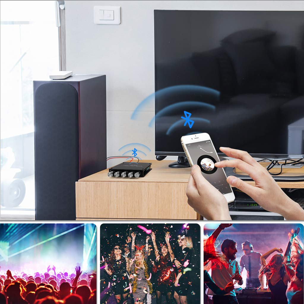 Bluetooth Audio Amplifier Board, Zk Tb21 2.1Ch 50W X 2 +100W Subwoofer Power Amp With Treble And Bass Control, Bluetooth5.0 And