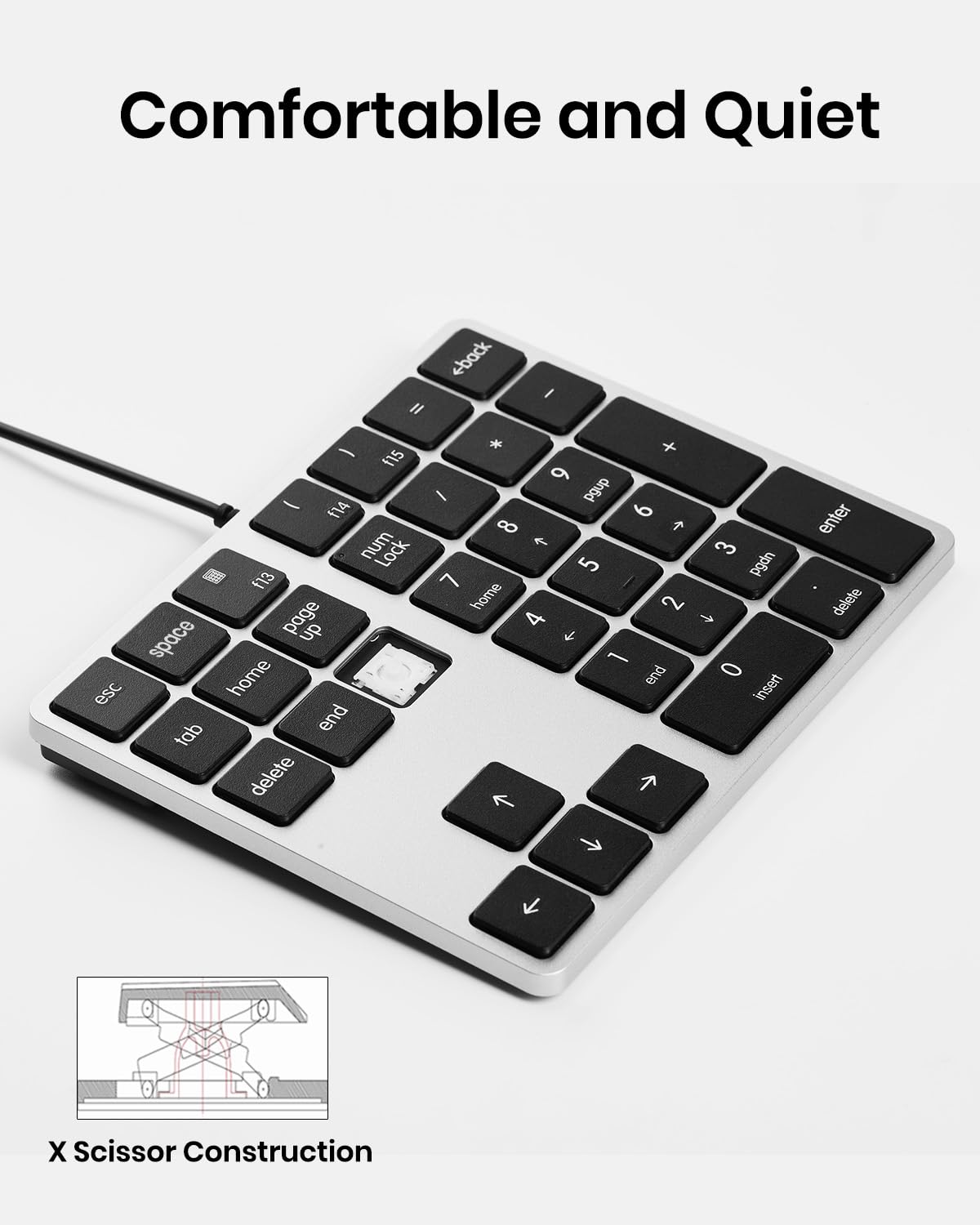 Kisnt Wired Usb C Number Pad, 34 Key Numeric Keypad Slim Type C Numpad Portable 10 Key Usb Keypad For Laptop, Apple Mac Imac Mac