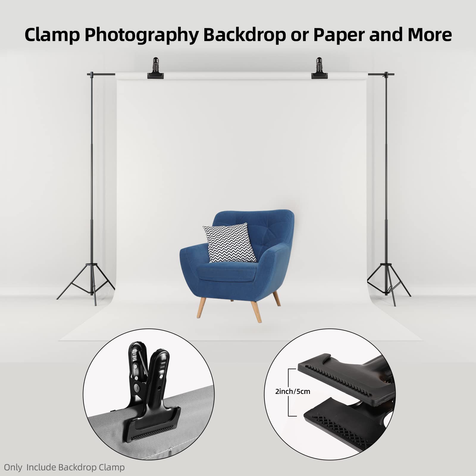 Aqirui Backdrop Clips 8 Pack Heavy Duty Spring Clamps Muslin Photography Background Clips With Protective Rubber Large Backdrop