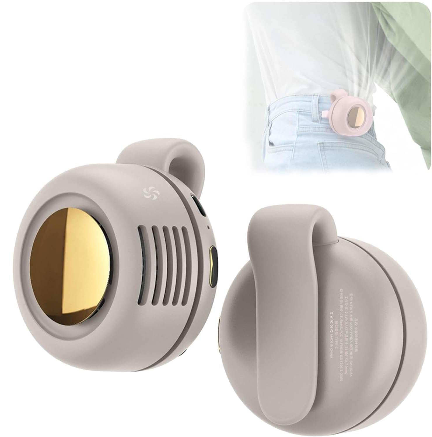 Gaukomzs Portable Silent Mini Bladeless Fan Clip On,3-Speed Clip-On Fan For Shirt And Waist, White